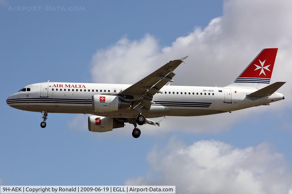 9H-AEK, 2004 Airbus A320-211 C/N 2291, at lhr