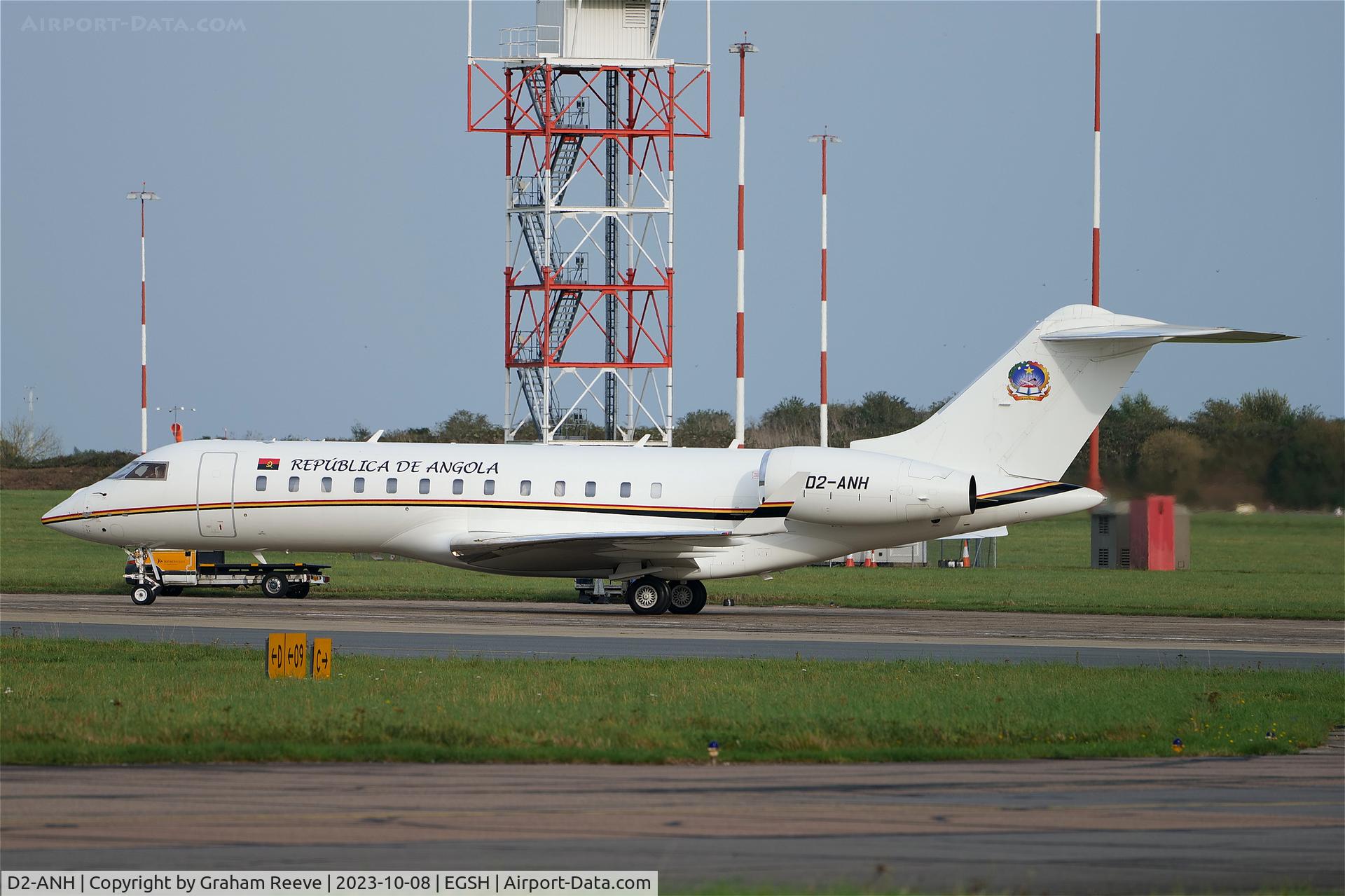 D2-ANH, 2005 Bombardier Global Express (BD-700-1A10) C/N 9145, Just landed at Norwich.