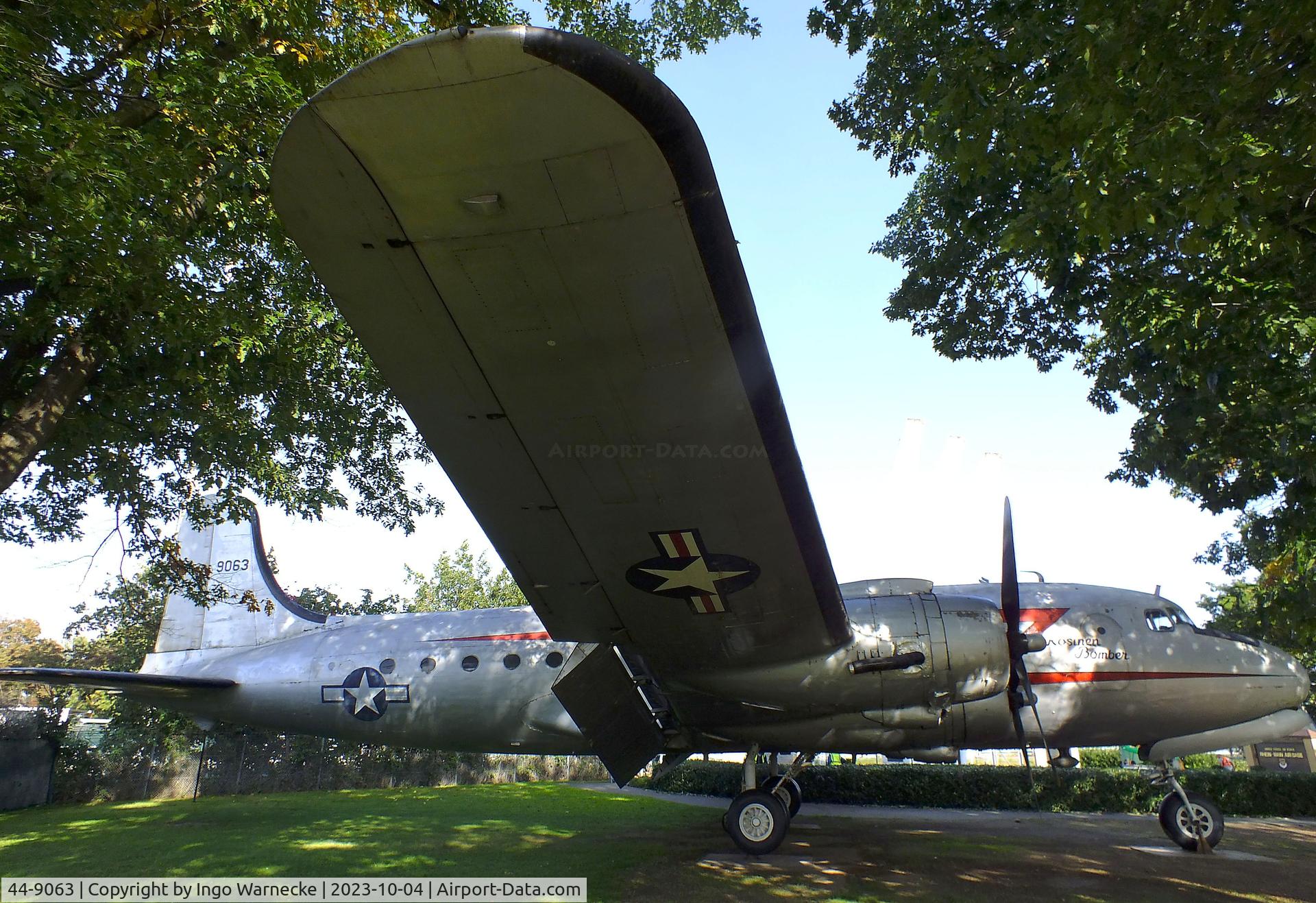 44-9063, 1944 Douglas C-54E Skymaster (DC-4) C/N 27289, Douglas C-54E Skymaster at the Luftbrückendenkmal (Berlin airlift memorial) right outside the southeastern corner of Frankfurt international airport