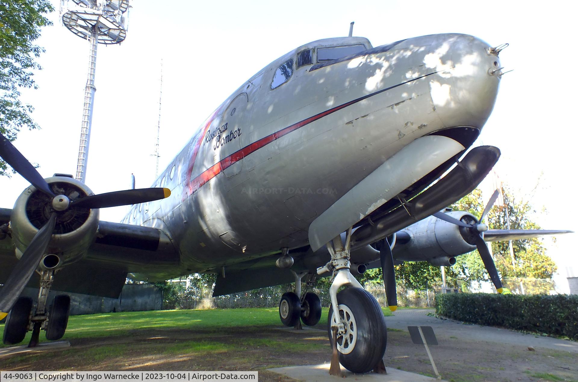 44-9063, 1944 Douglas C-54E Skymaster (DC-4) C/N 27289, Douglas C-54E Skymaster at the Luftbrückendenkmal (Berlin airlift memorial) right outside the southeastern corner of Frankfurt international airport