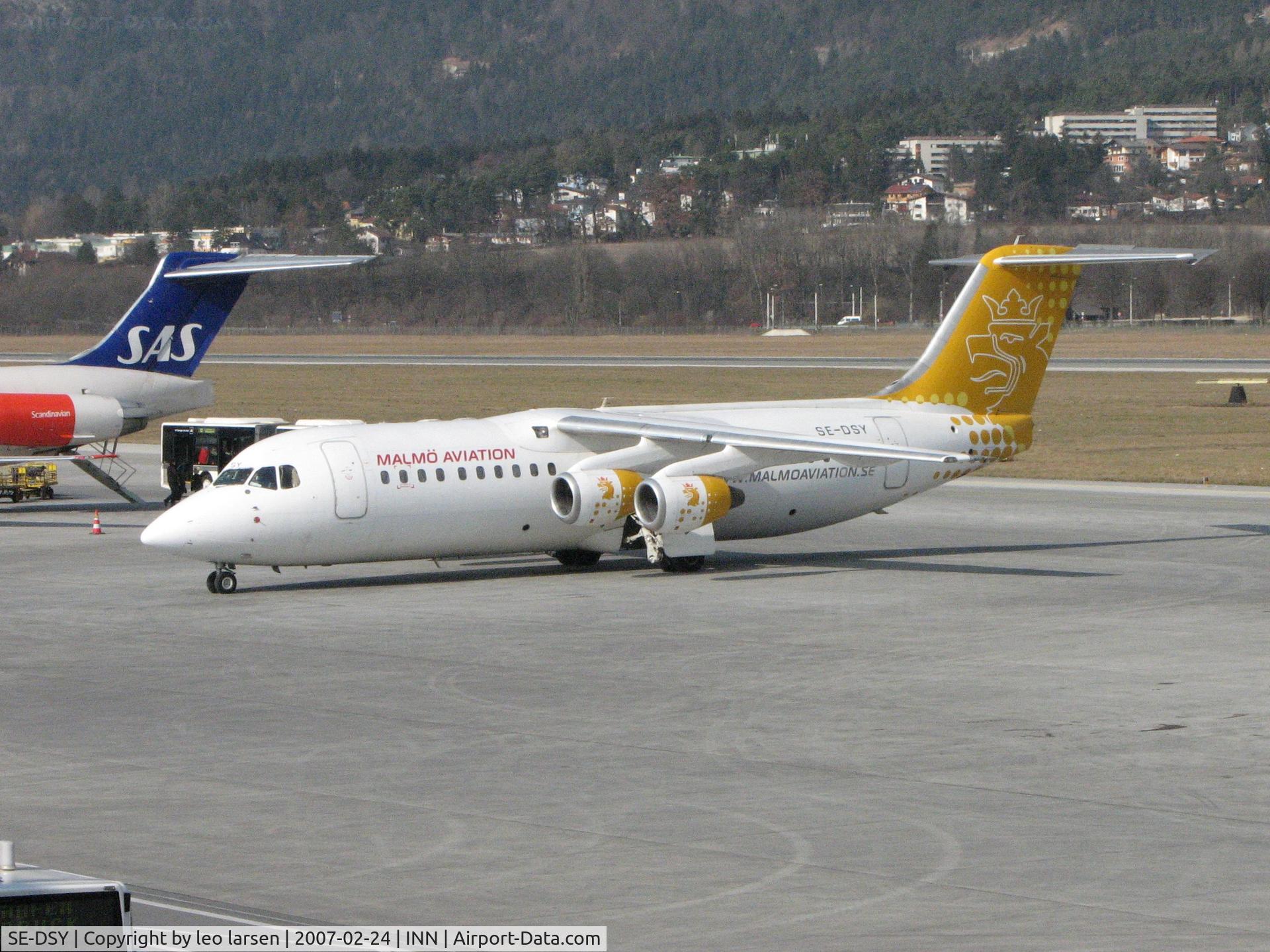 SE-DSY, 1995 British Aerospace Avro 146-RJ100 C/N E3263, Innsbruck 24.2.2007
