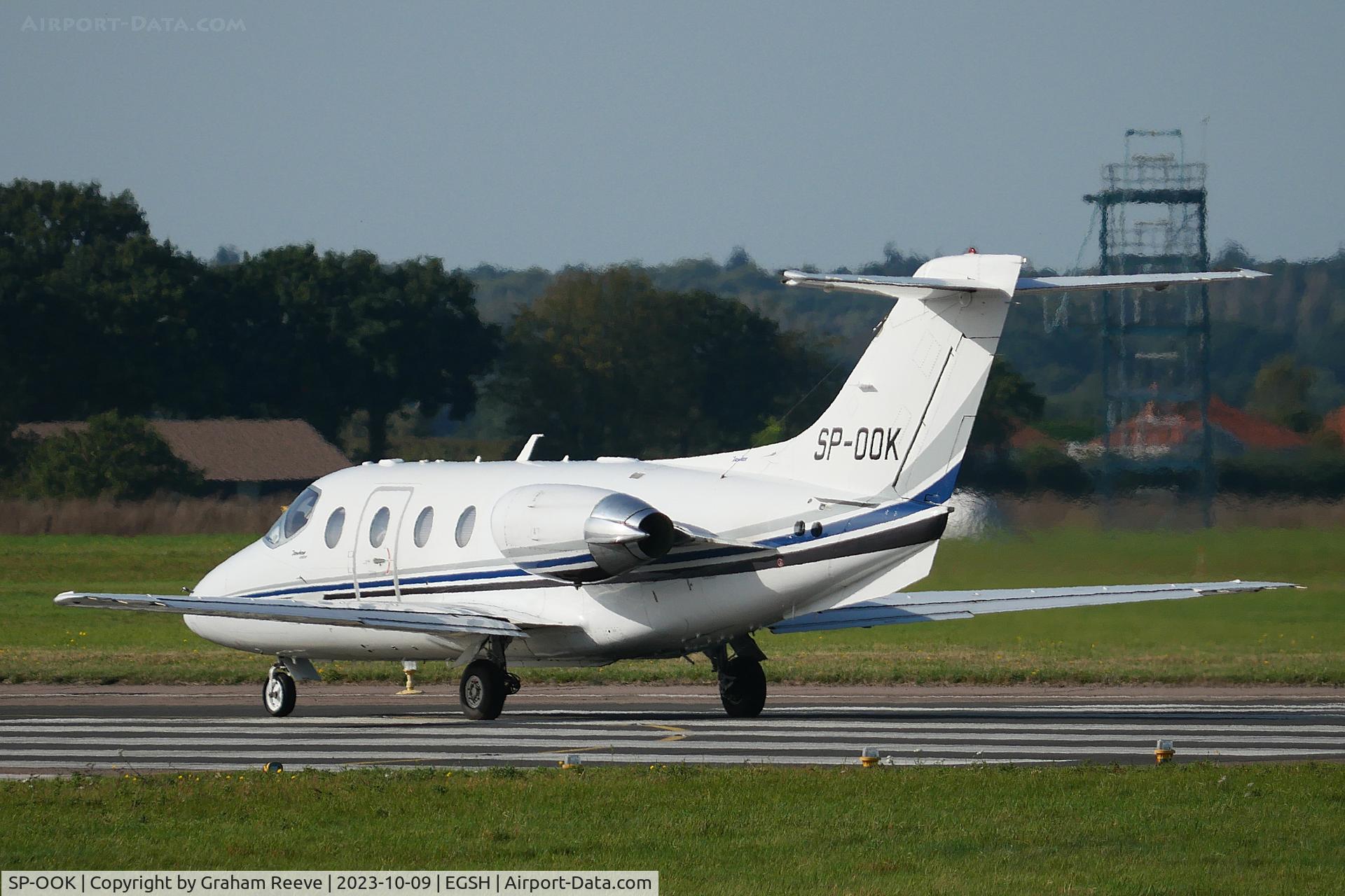 SP-OOK, 2007 Hawker Beechcraft 400A Beechjet Beechjet C/N RK-512, Departing from Norwich.