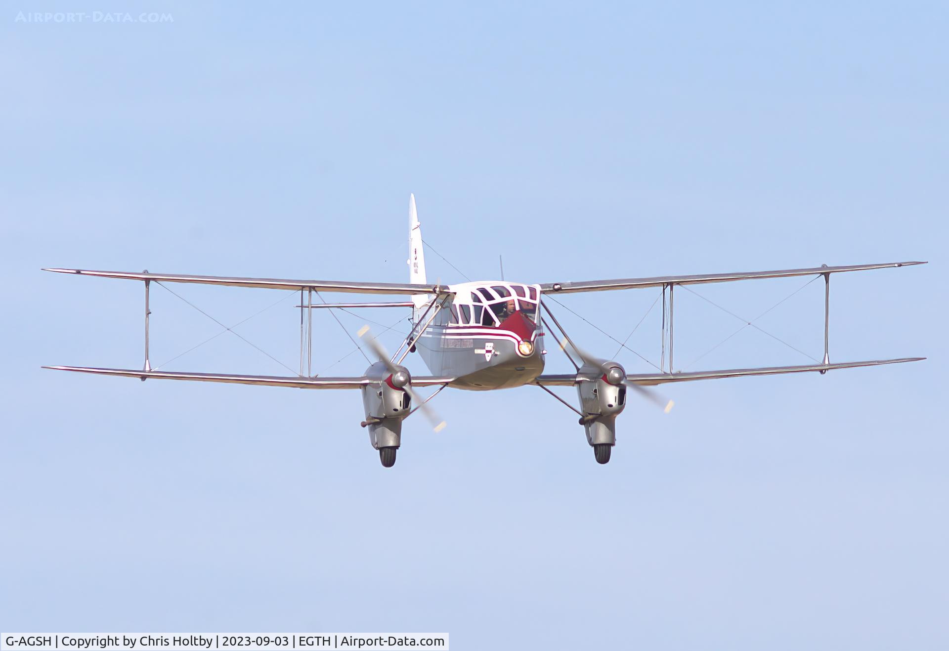 G-AGSH, 1945 De Havilland DH-89A Dominie/Dragon Rapide C/N 6884, Approaching to land at Old Warden during the Vintage Airshow 2023