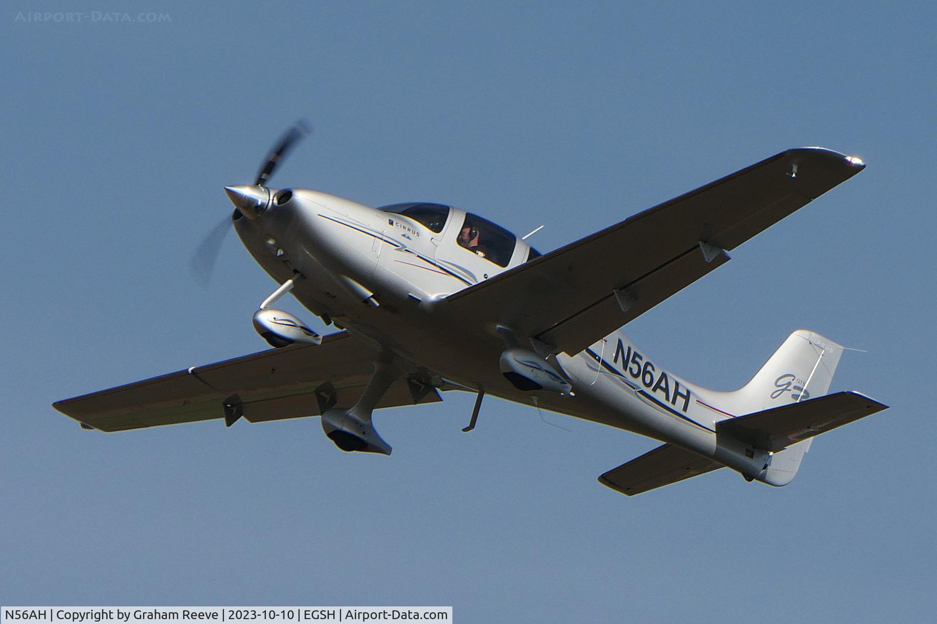 N56AH, 2007 Cirrus SR22 G3 GTS C/N 2781, Departing from Norwich.