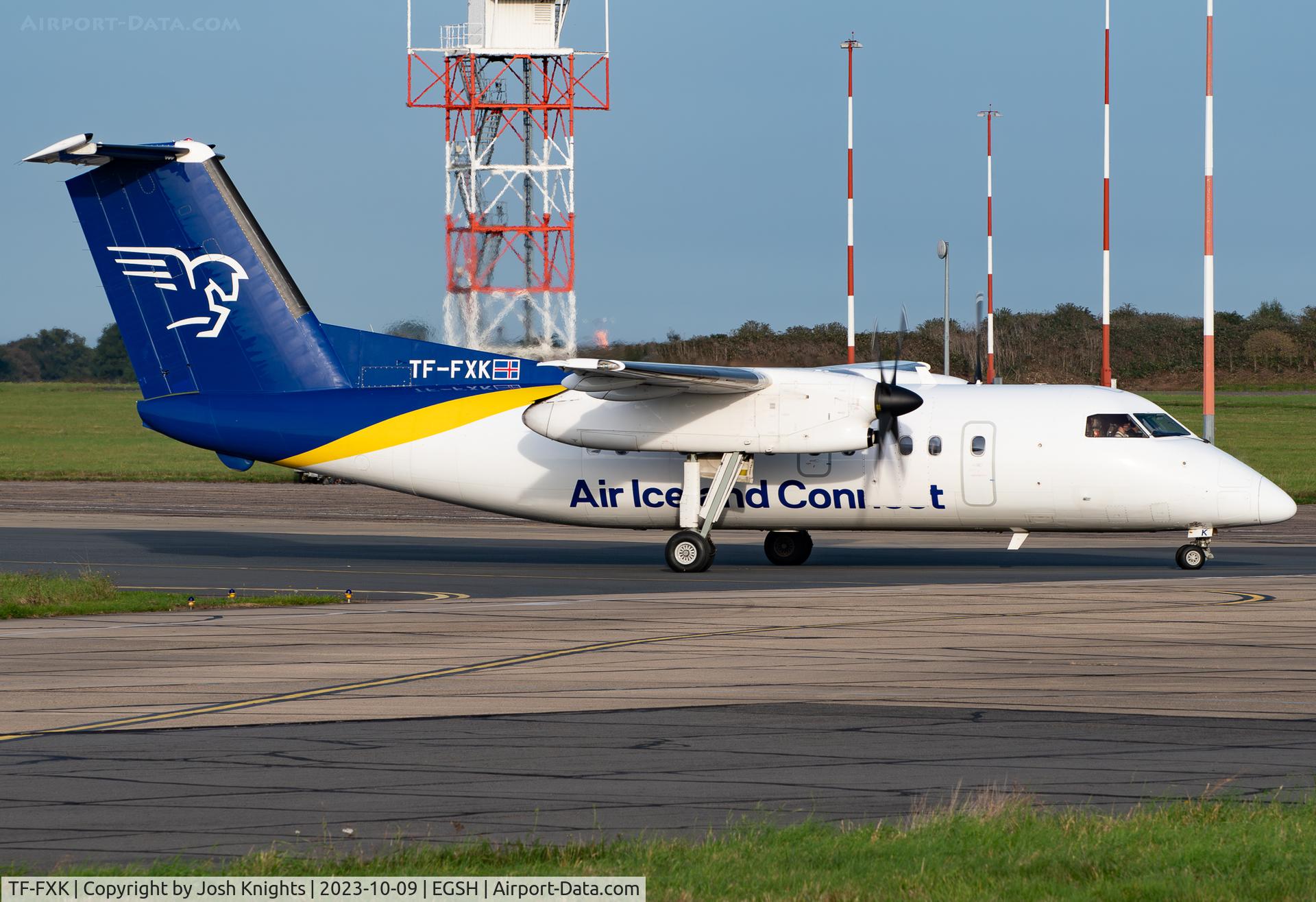 TF-FXK, 1996 De Havilland Canada DHC-8-202 Dash 8 C/N 446, Arriving For Respray.
