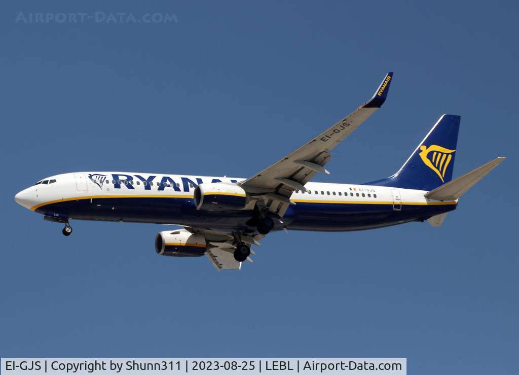 EI-GJS, 2018 Boeing 737-800 C/N 44836, Landing rwy 24R