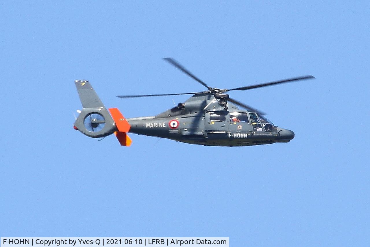 F-HOHN, 2008 Eurocopter AS-365N-3 Dauphin 2 C/N 6809, Eurocopter AS- 365N-3 Dauphin 2, Flight over Brest-Bretagne airport (LFRB-BES)