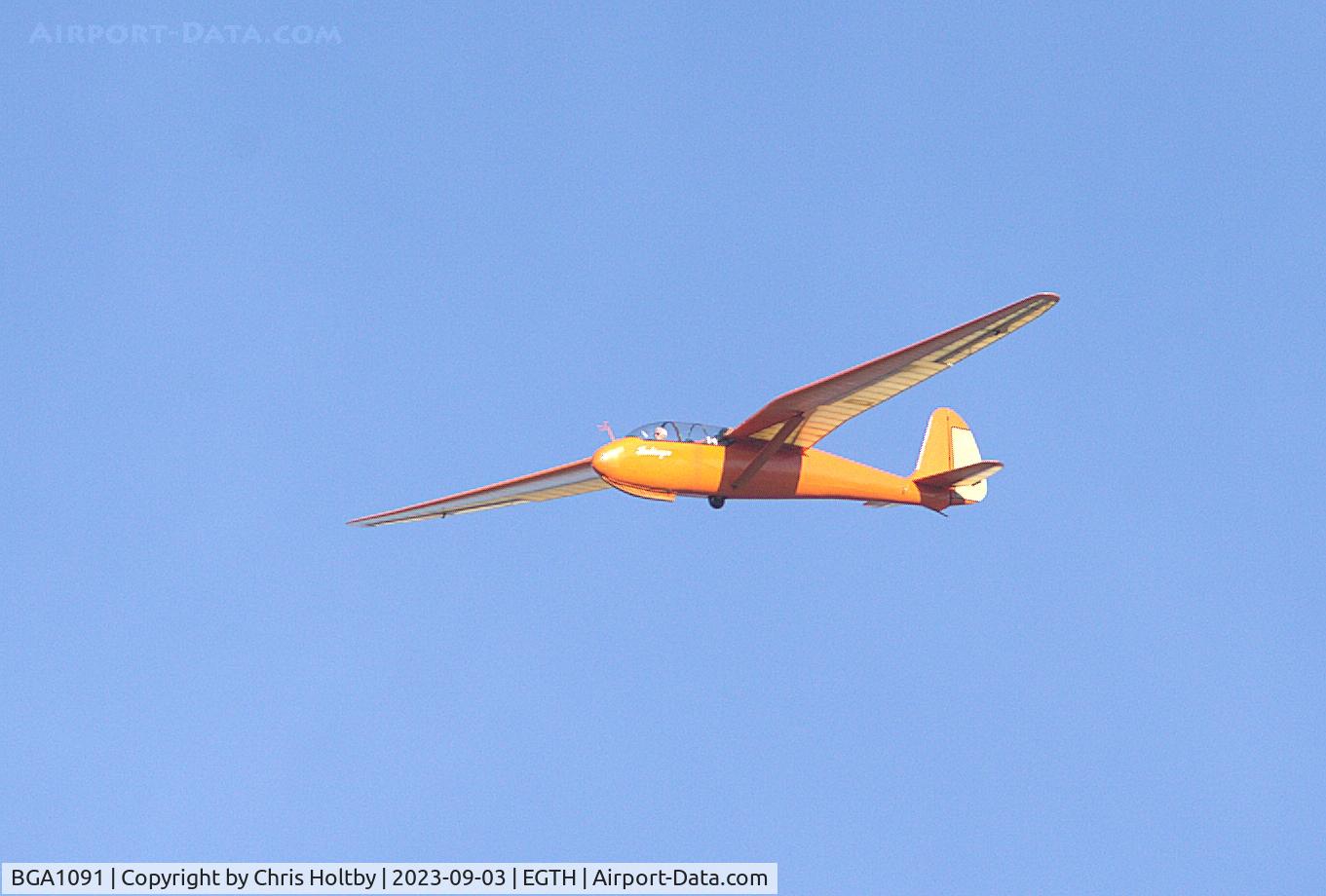 BGA1091, Shenstone Harbinger C/N 1, 1959 built Shenstone Harbinger glider flying free at the Vintage Airshow, Old Warden 2023