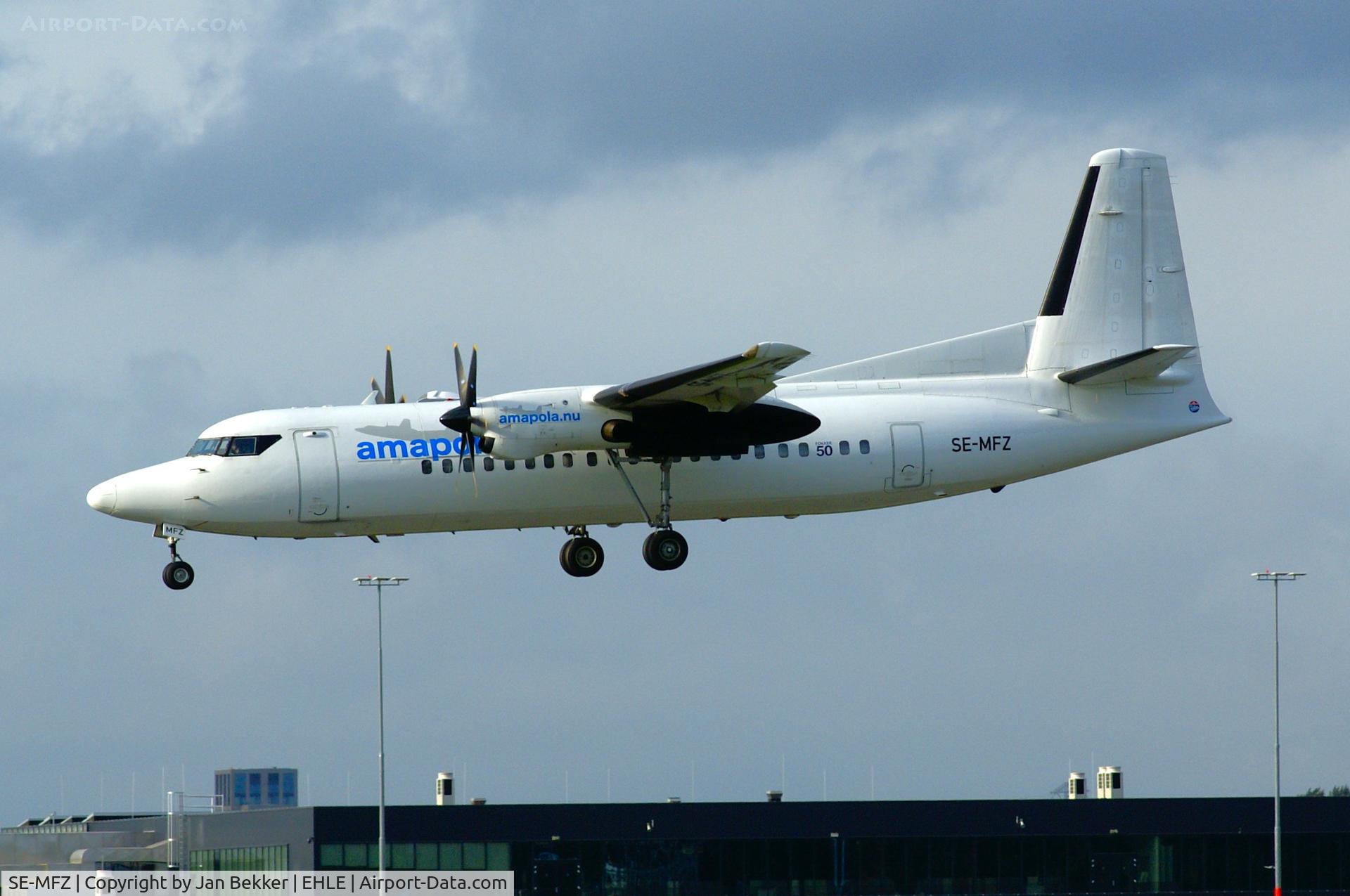 SE-MFZ, 1989 Fokker 50 C/N 20159, Arriving Lelystad Airport for changing it colourscheme in PopulAir the new name of Amapola's passengers section