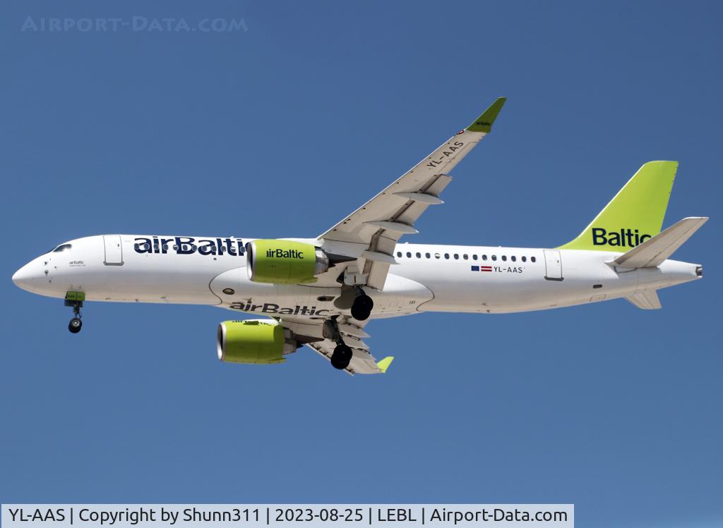 YL-AAS, 2019 Airbus A220-300 C/N 55054, Landing rwy 24R