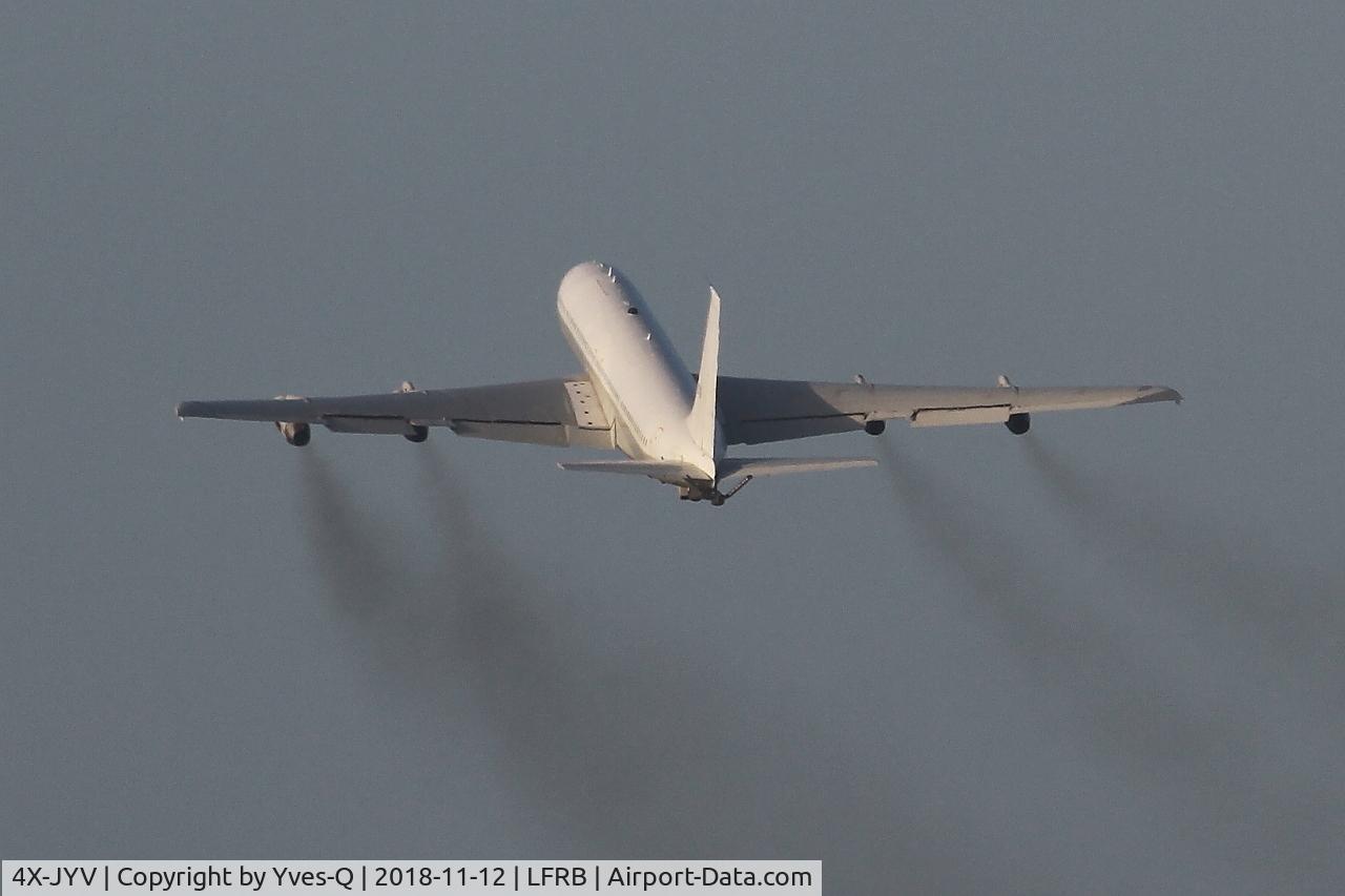4X-JYV, 1975 Boeing 707-3L6C C/N 21096, Israeli Air Force Boeing 707-3L6C, Take off rwy 25L, Brest-Bretagne Airport (LFRB-BES)