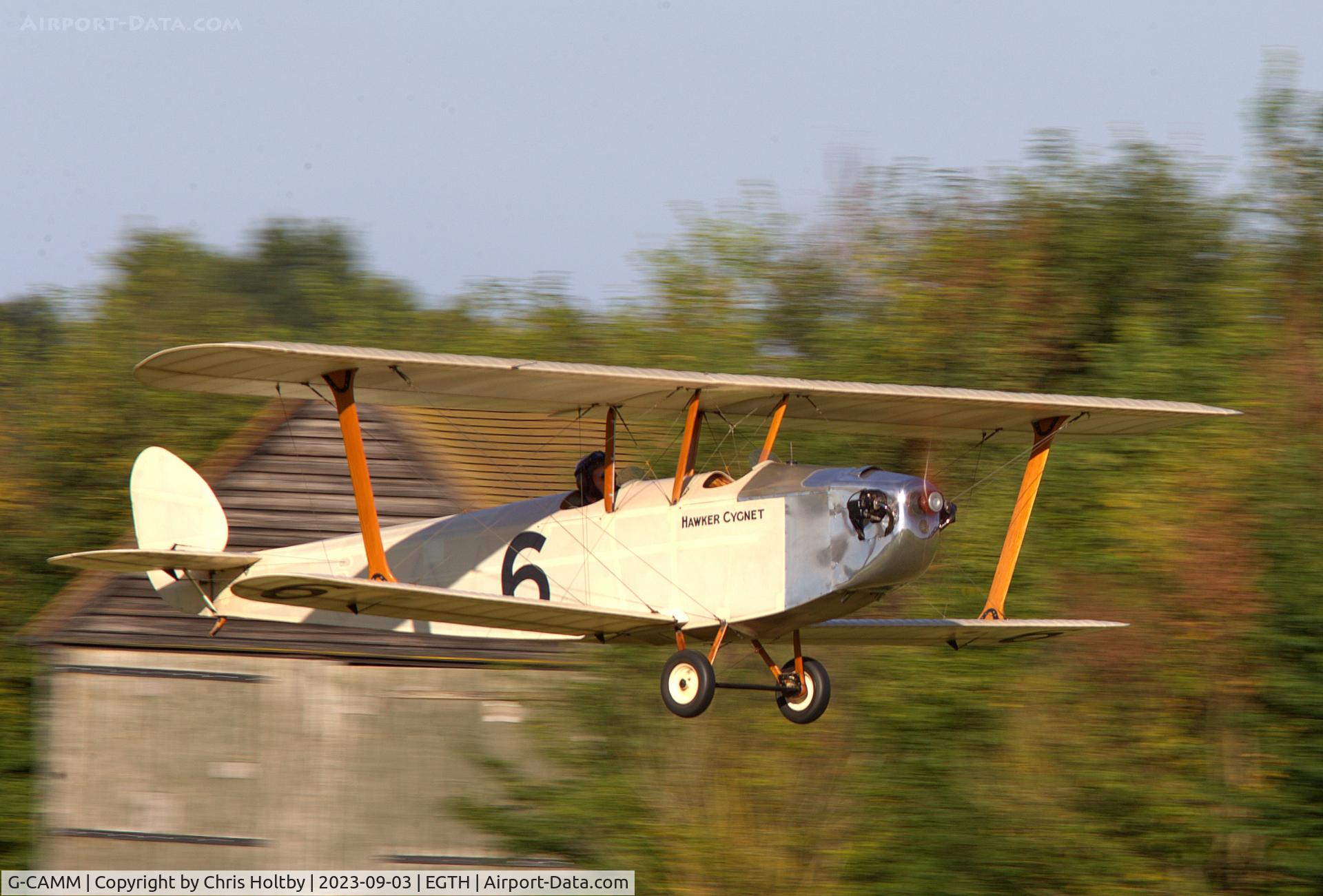 G-CAMM, 1992 Hawker Cygnet Replica C/N PFA 077-10245, Hawker Cygnet Replica takes to the air at the Vintage Airshow, Old Warden 2023