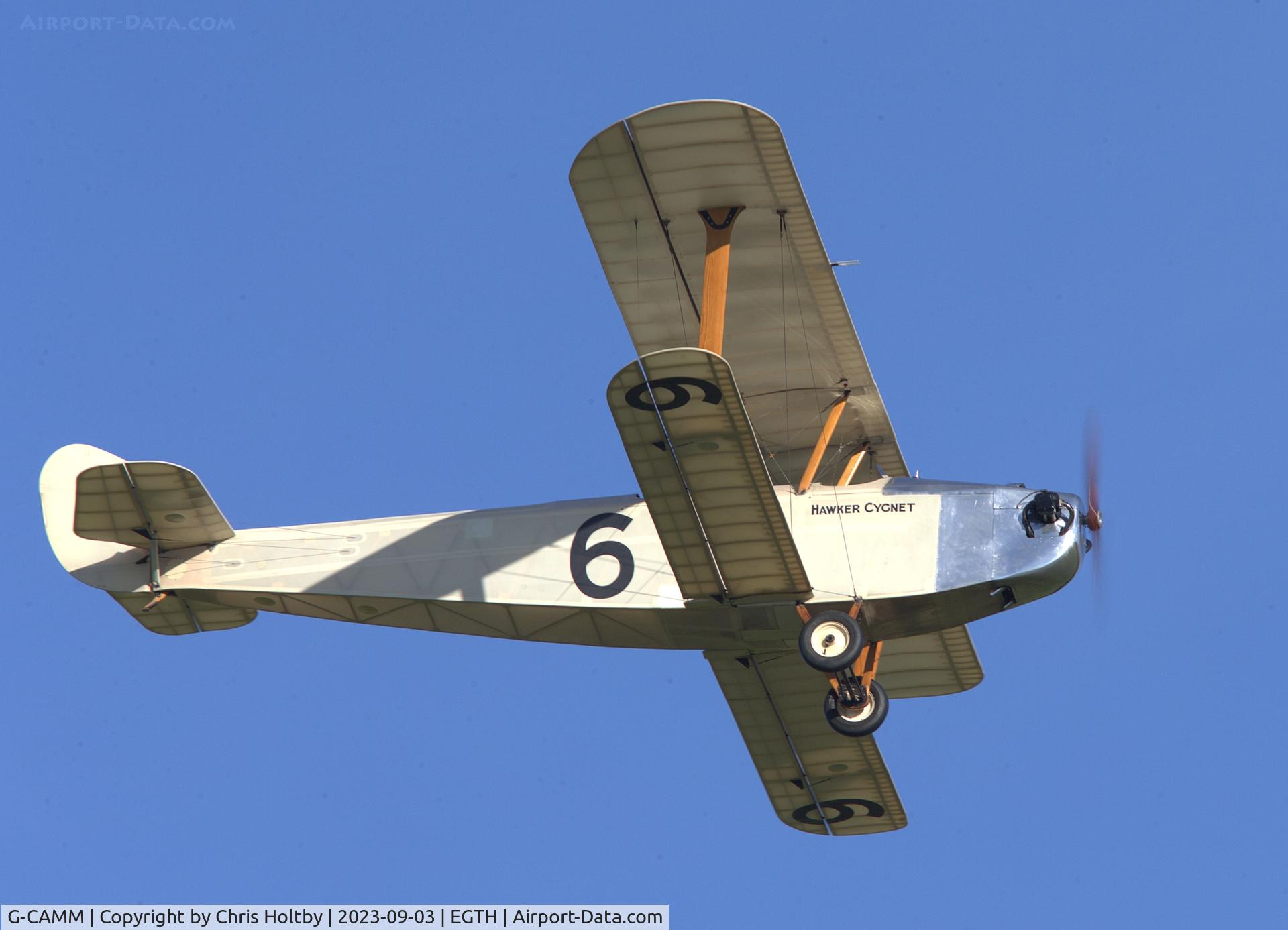 G-CAMM, 1992 Hawker Cygnet Replica C/N PFA 077-10245, Performing for the crowds at the Vintage Airshow, Old Warden 2023