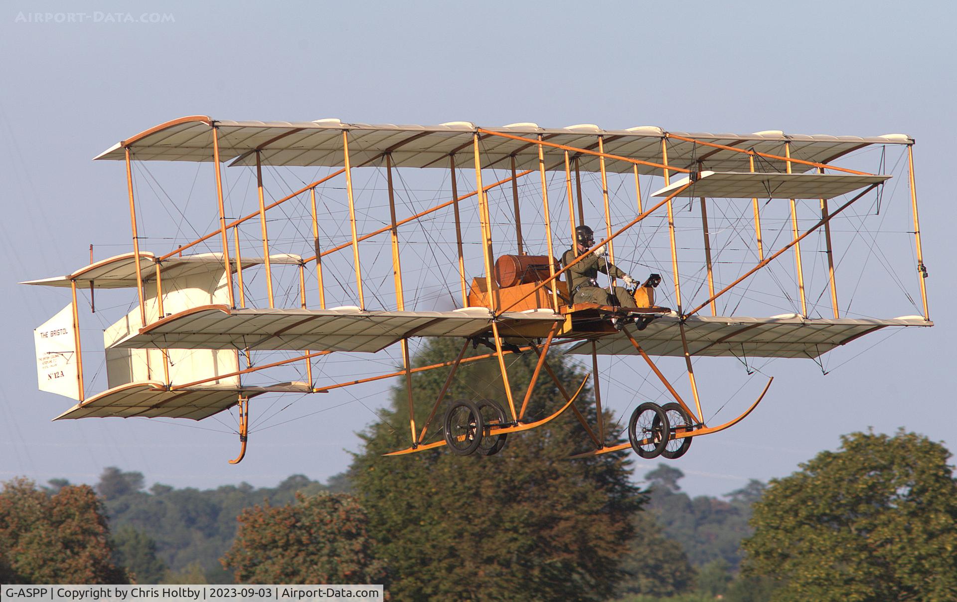 G-ASPP, 1964 Bristol Boxkite Replica C/N BM.7279, 1964 built Replica of the 1910 Bristol Boxkite takes to the air for the VIntage Airshow at Old Warden 2023