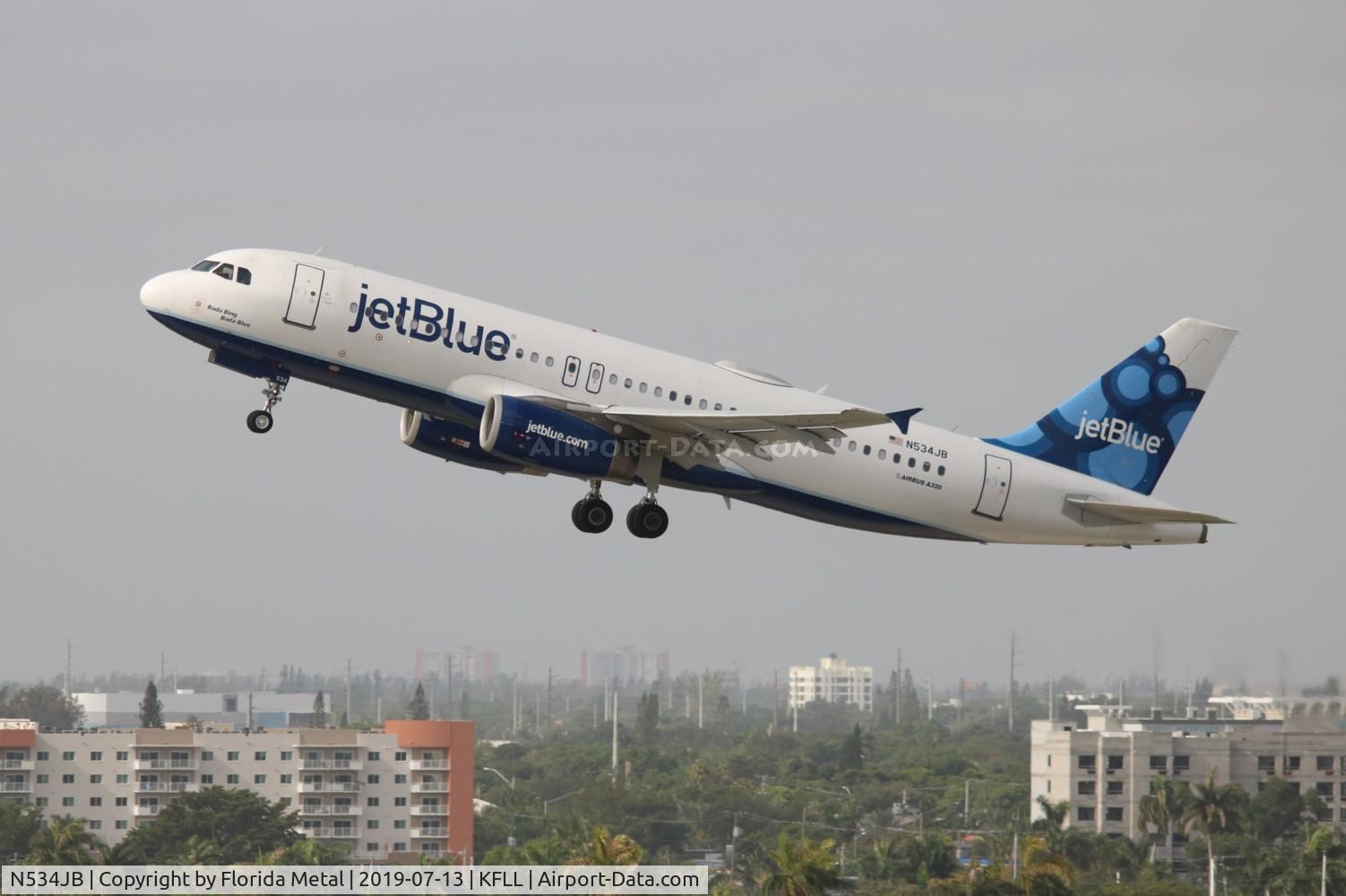 N534JB, 2002 Airbus A320-232 C/N 1705, JBU A320 zx FLL-SJU