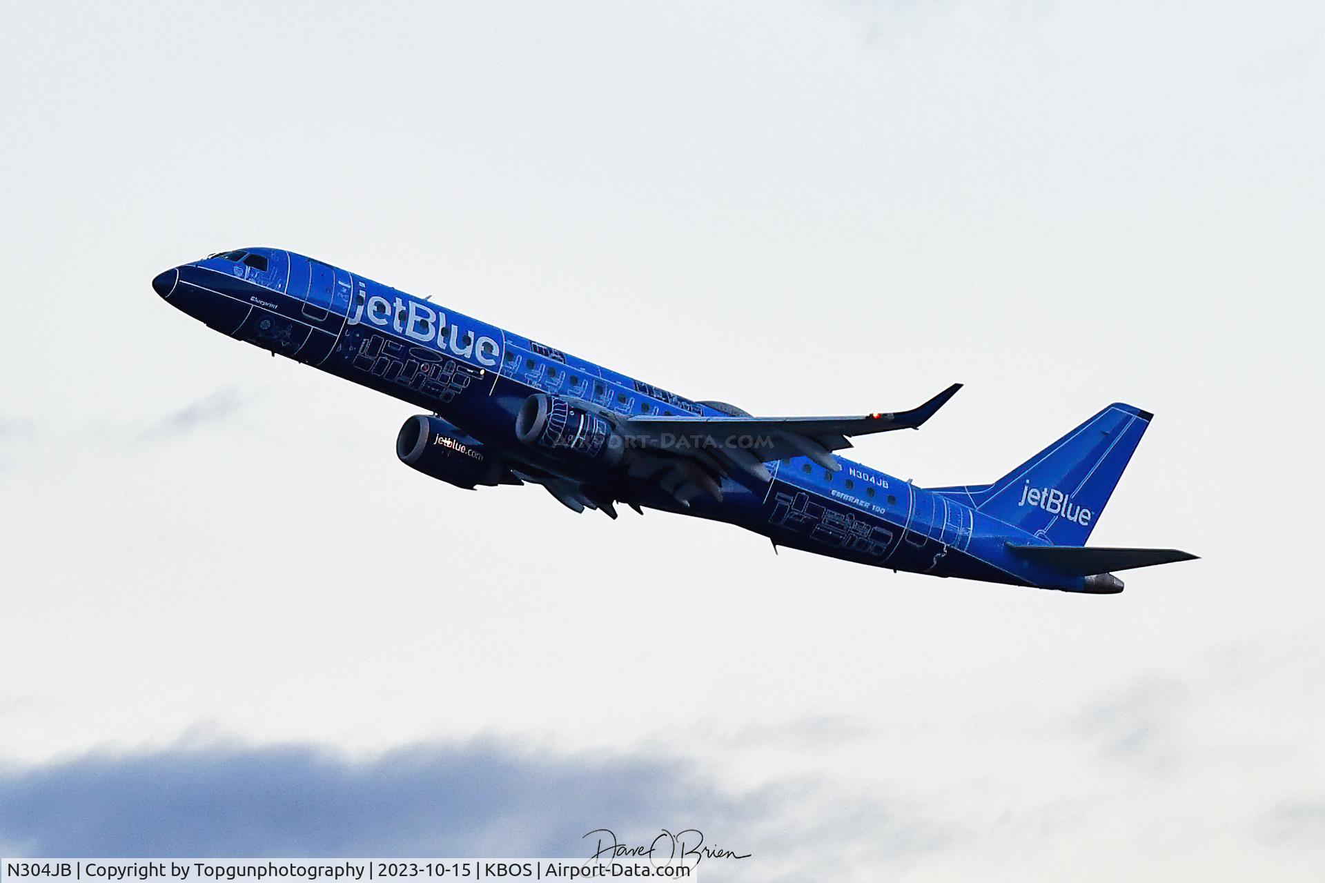N304JB, 2009 Embraer ERJ-190-100 IGW 190AR C/N 19000257, Logan departure