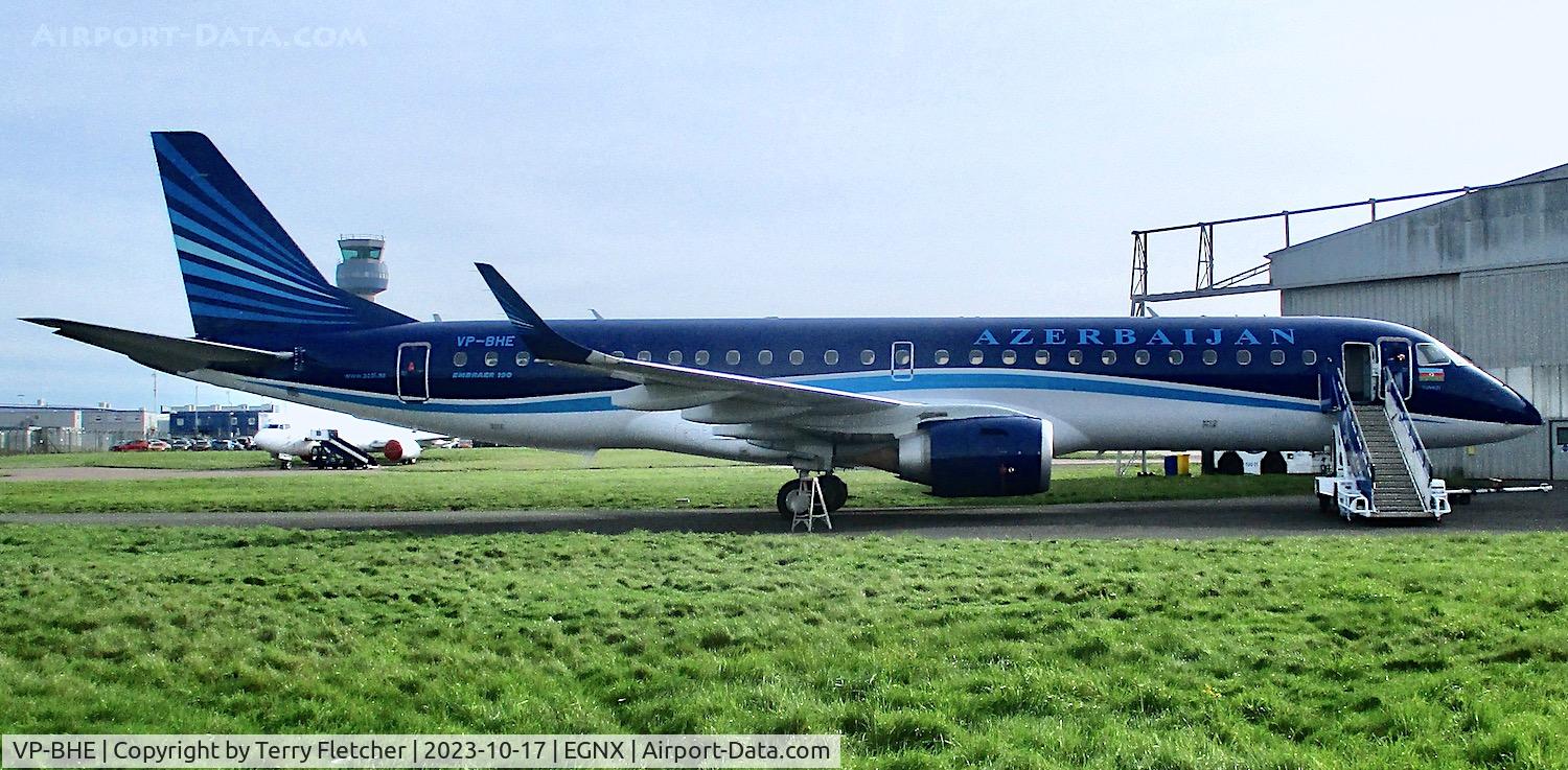 VP-BHE, 2018 Embraer ER 190 AR C/N 19000758, At East Midlands Airport