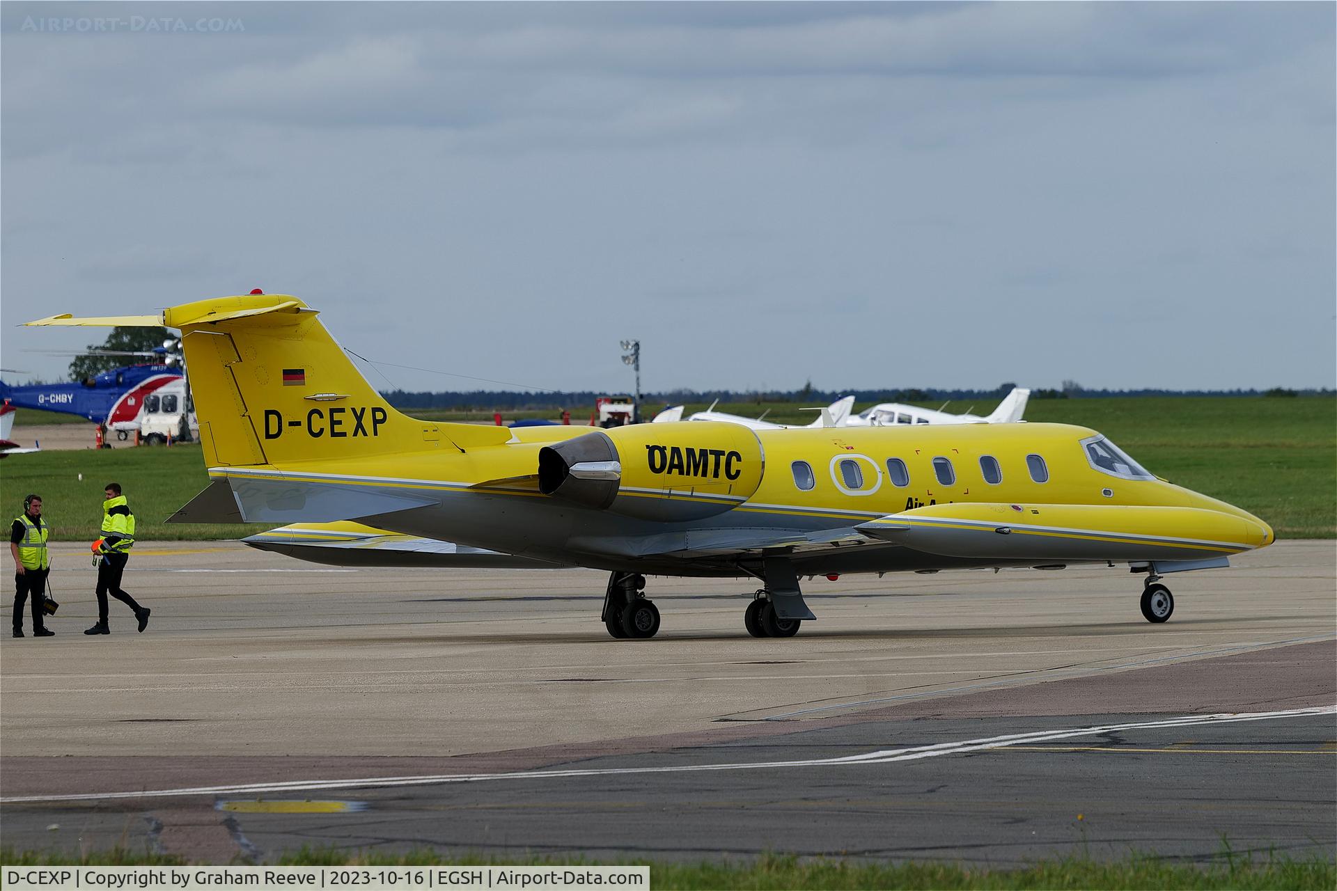 D-CEXP, 1986 Gates Learjet 35A C/N 616, Just landed at Norwich.