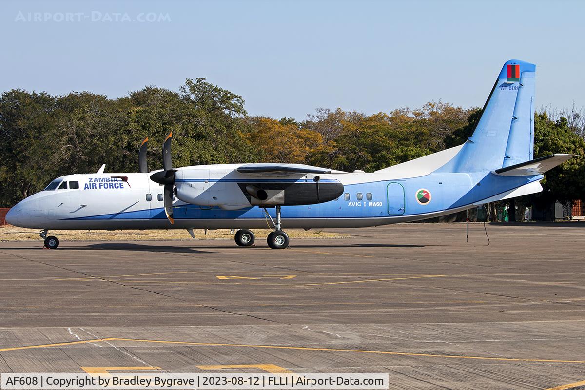 AF608, 2006 Xian MA-60 C/N 0404, After many years flying under the African sun this MA-60 could do with a repaint!