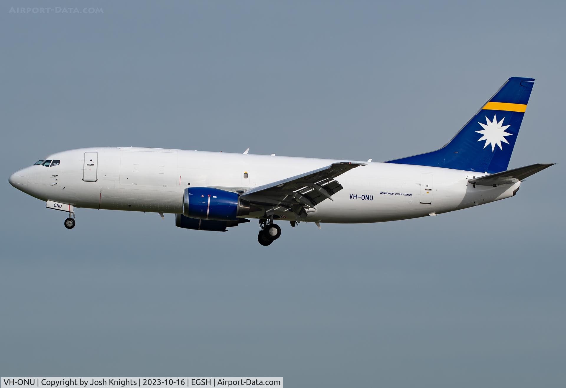 VH-ONU, 1998 Boeing 737-3U3 C/N 28732, Arriving Back From a Test Flight as 'RON809'.