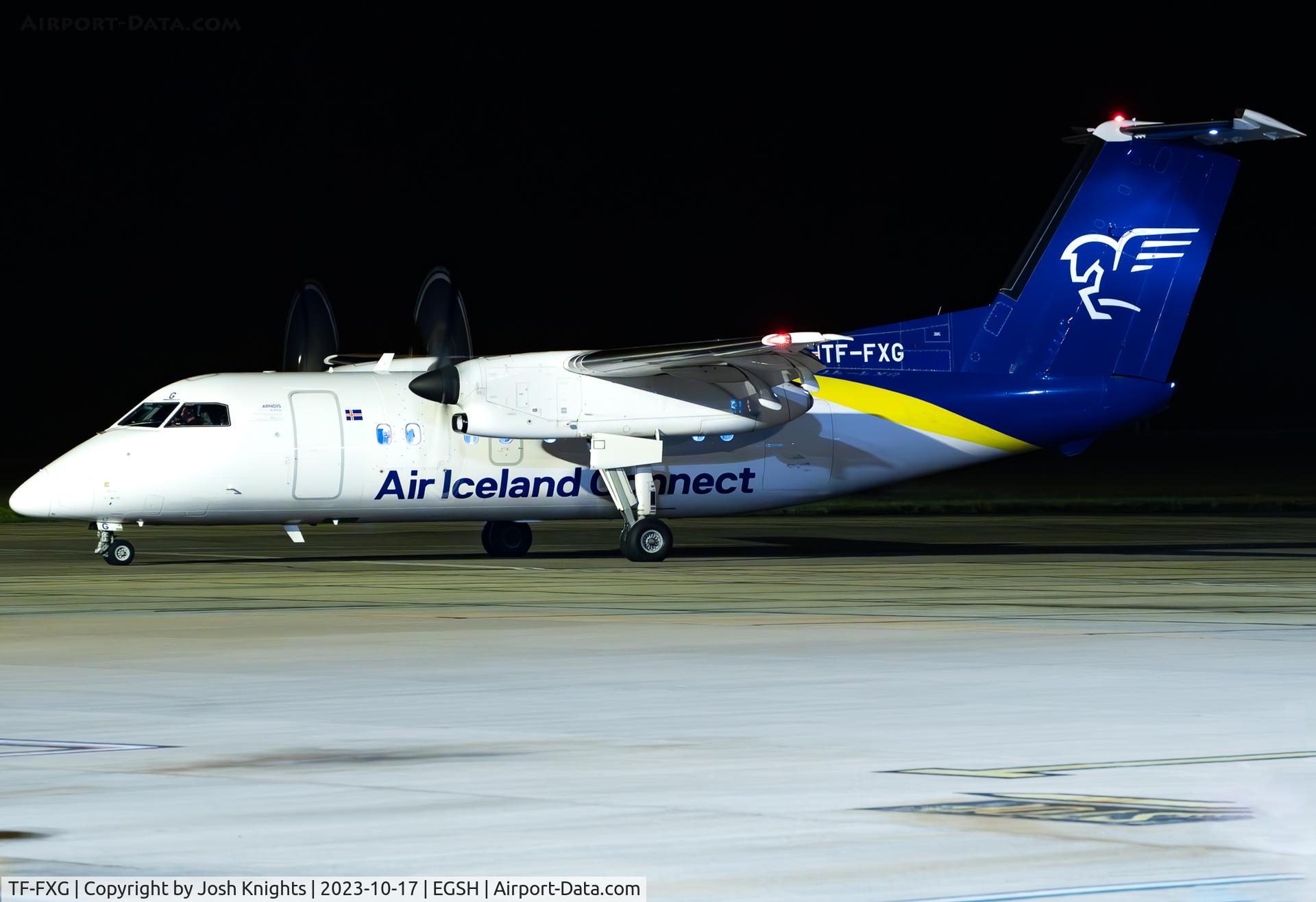 TF-FXG, 1996 De Havilland Canada DHC-8-202Q Dash 8 C/N 445, Arriving For Respray.