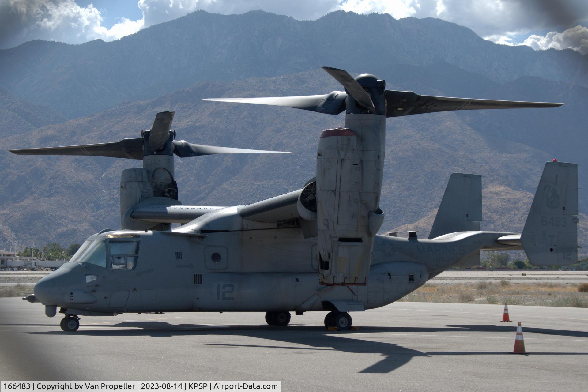 166483, Bell-Boeing MV-22B Osprey C/N D0062, Bell Boeing MV-22B Osprey parked at Palm Springs International Airport, CA. USMC VMM-164