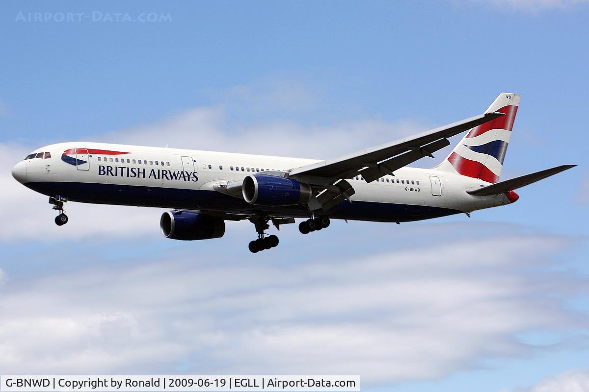 G-BNWD, 1989 Boeing 767-336 C/N 24336, at lhr