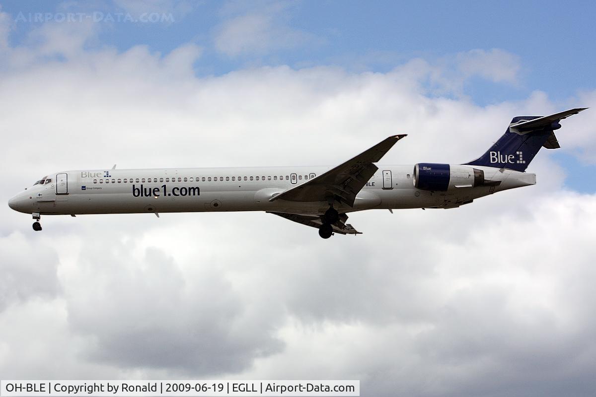 OH-BLE, 1996 McDonnell Douglas MD-90-30 C/N 53457, at lhr