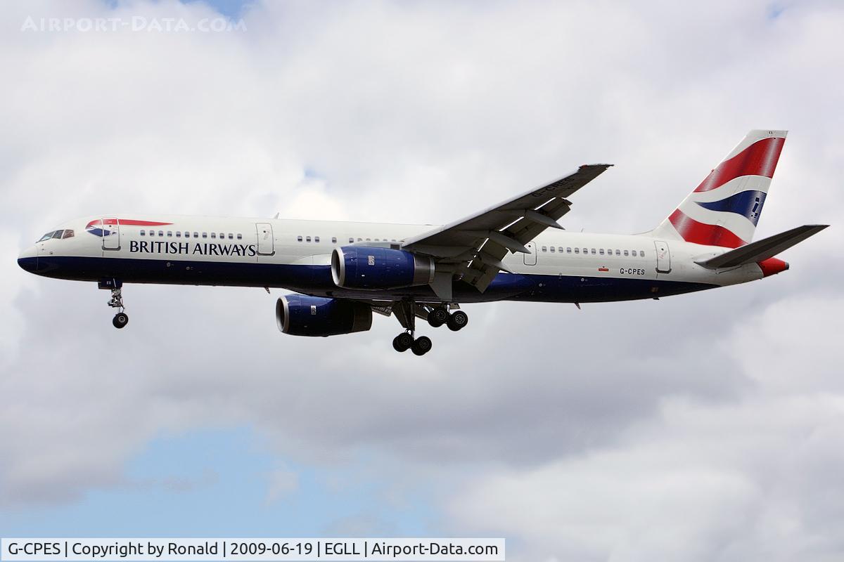 G-CPES, 1998 Boeing 757-236 C/N 29114, at lhr