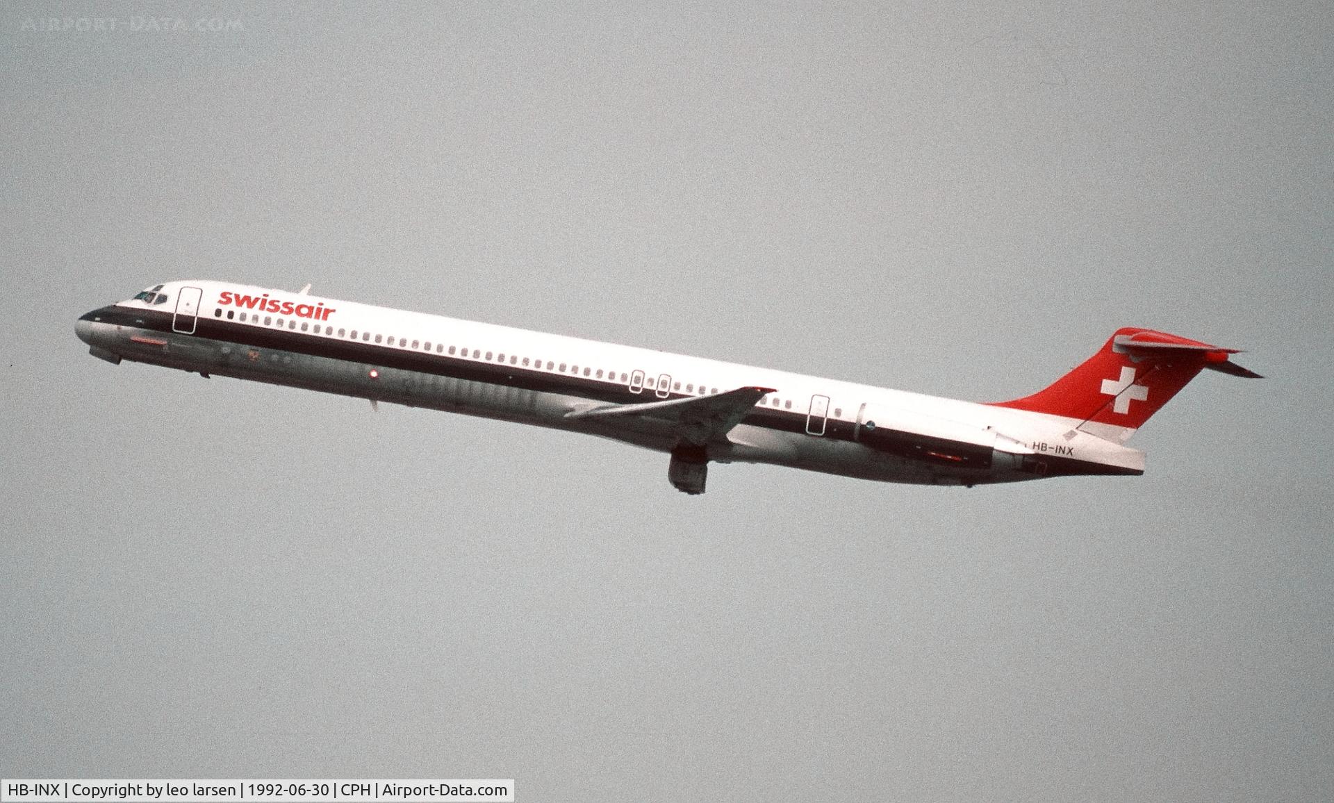 HB-INX, 1988 McDonnell Douglas MD-82 (DC-9-82) C/N 49570, Copenhagen 30.6.1992