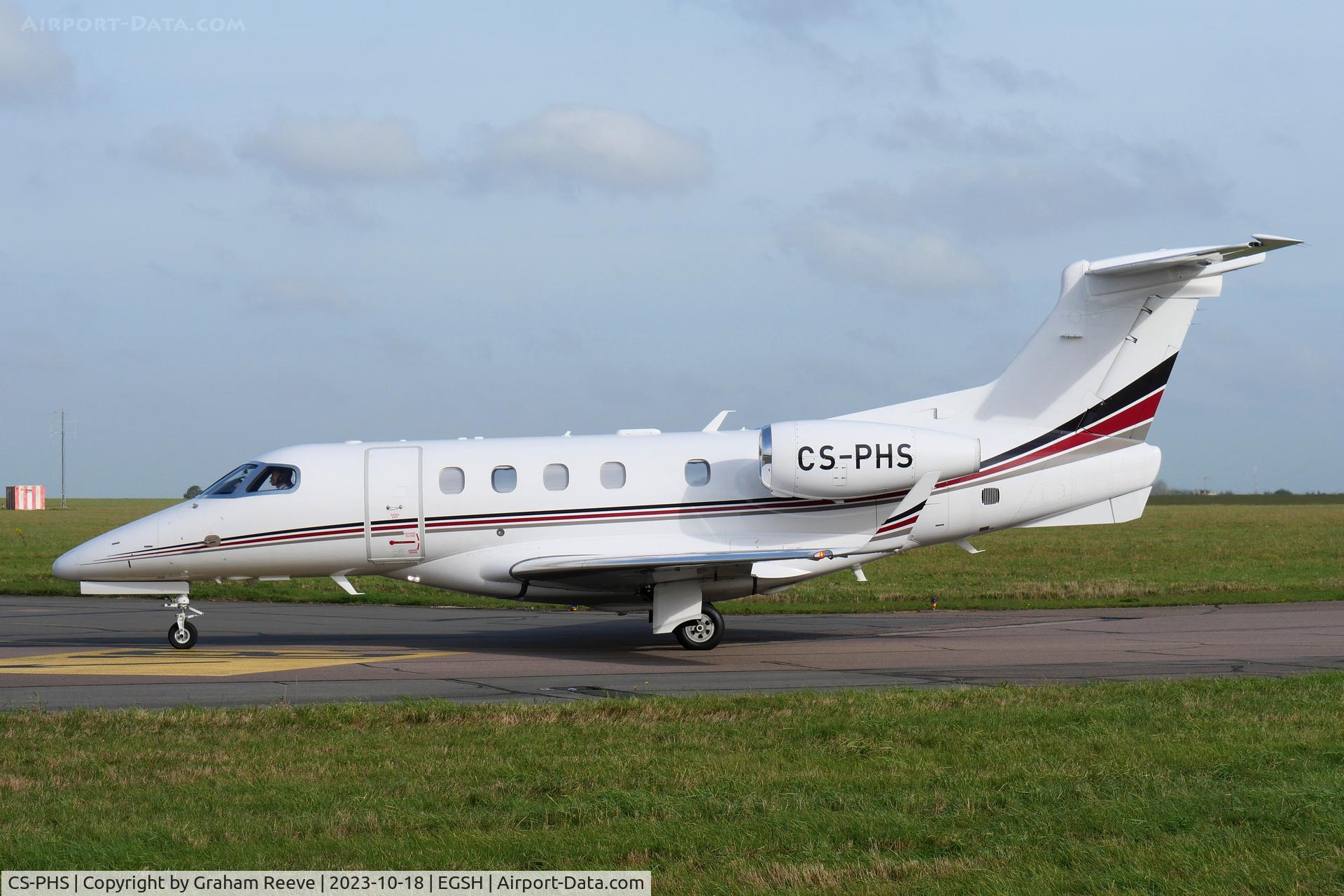 CS-PHS, 2021 Embraer EMB-505 Phenom 300 C/N 50500625, Just landed at Norwich.