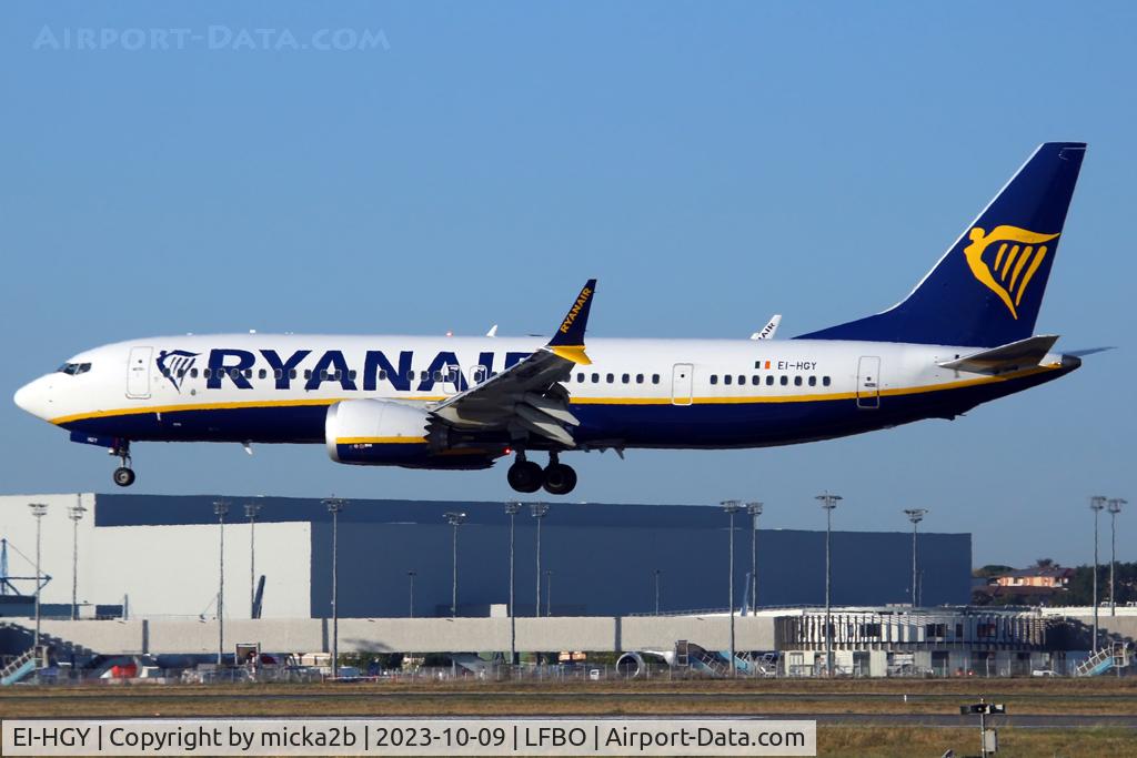 EI-HGY, 2022 Boeing 737-8-200 MAX C/N 65887, Landing