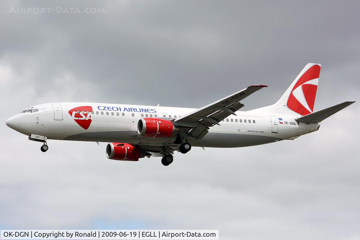 OK-DGN, Boeing 737-45S C/N 28474, at lhr