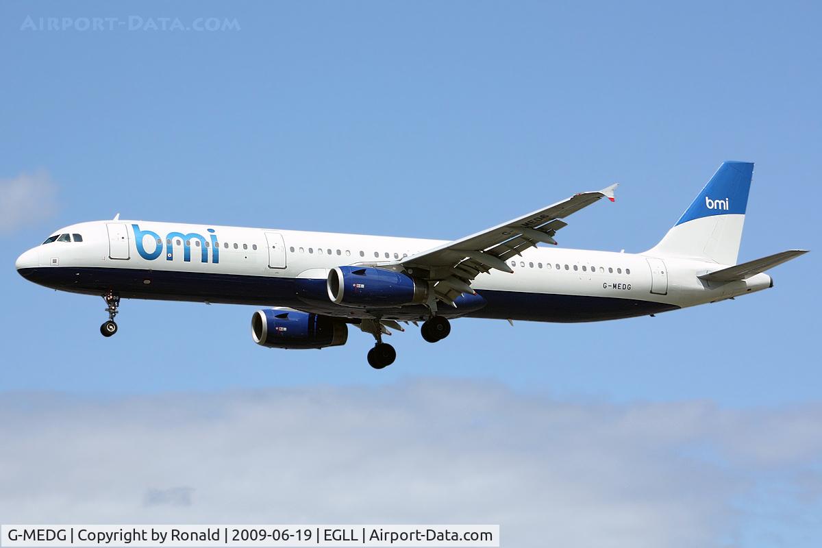 G-MEDG, 2002 Airbus A321-231 C/N 1711, at lhr