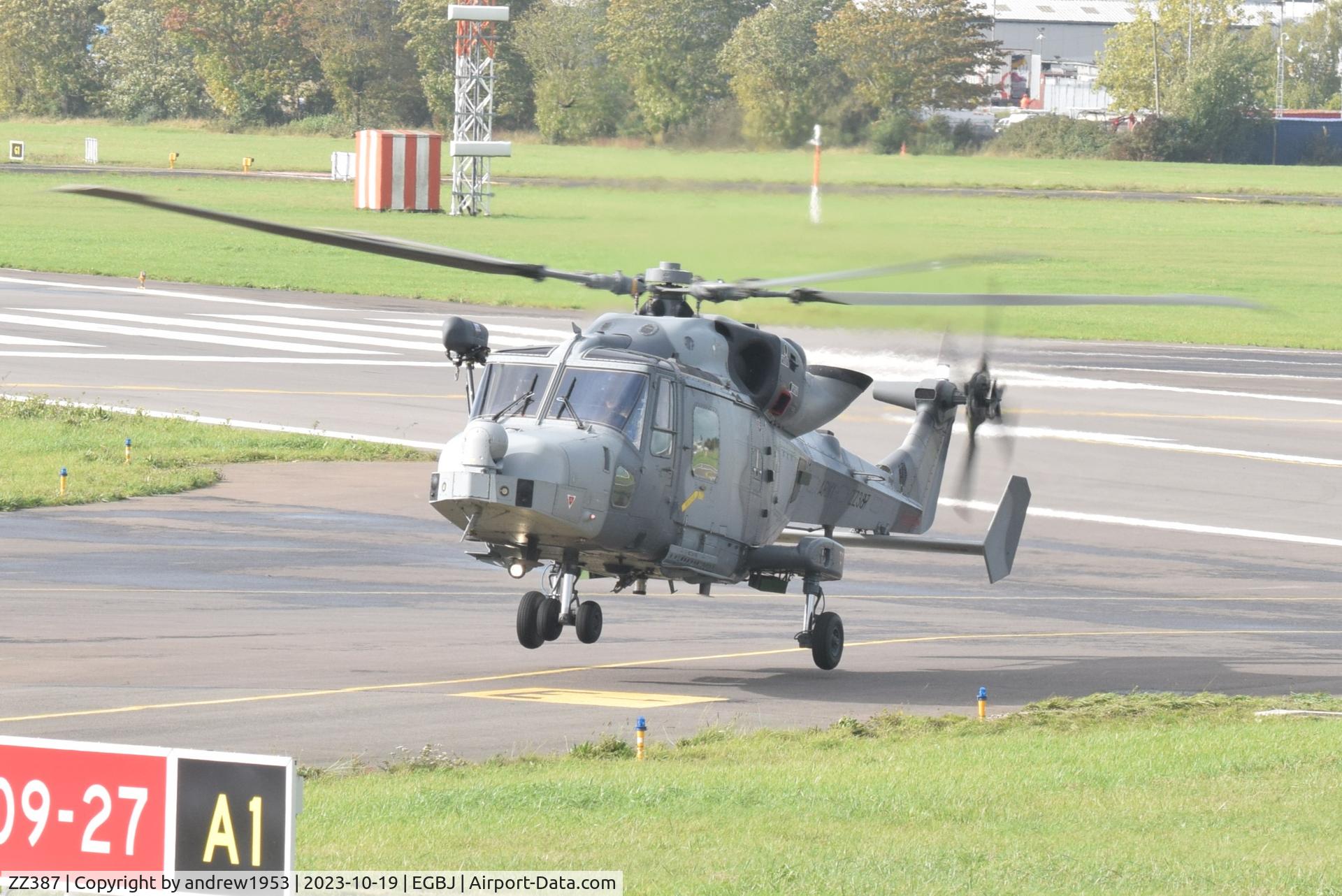 ZZ387, AgustaWestland AW-159 Wildcat AH.1 C/N 506, ZZ387 at Gloucestershire Airport.