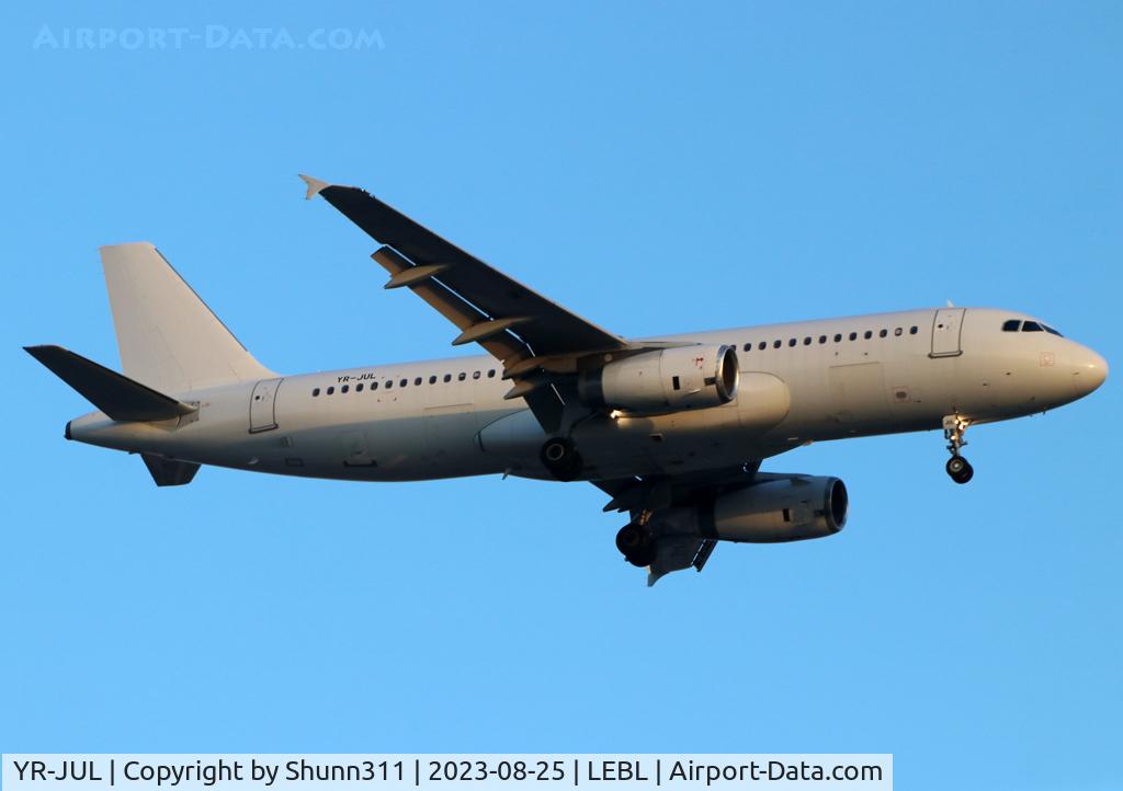 YR-JUL, Airbus A320-232 C/N 3863, Landing rwy 24R in all white c/s without titles... Operated by DAN Air