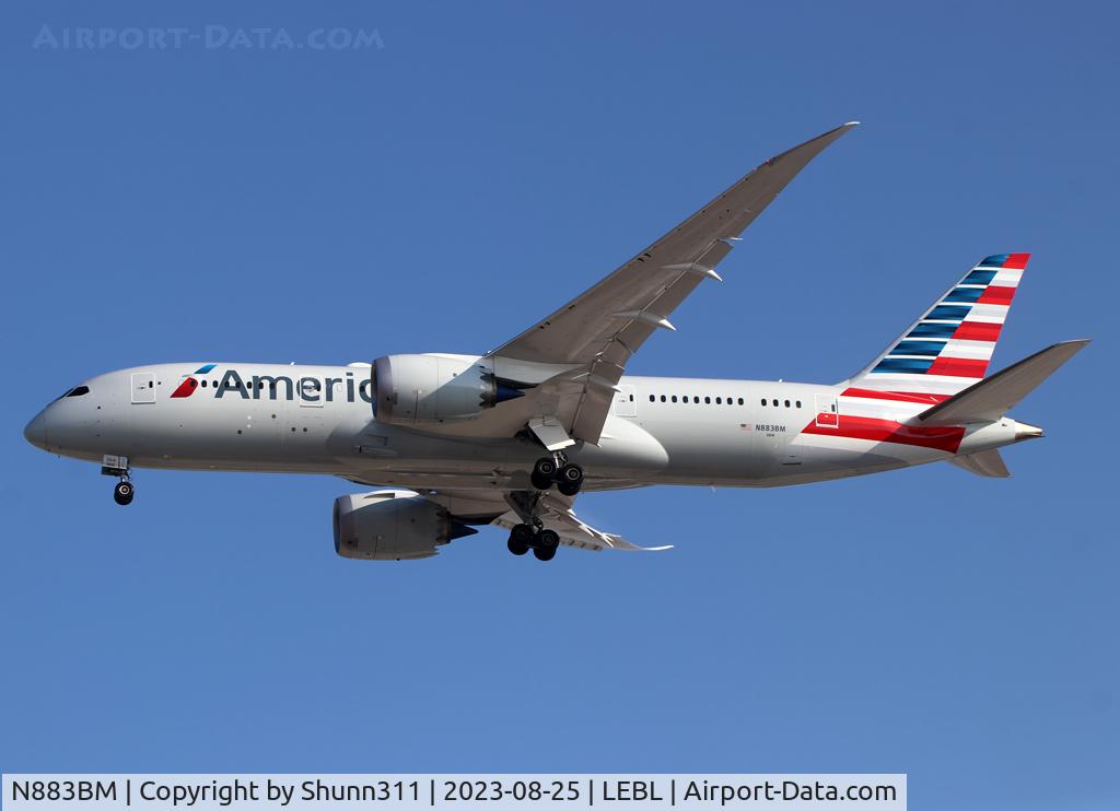 N883BM, 2023 Boeing 787-8 Dreamliner Dreamliner C/N 66003, Landing rwy 24R...