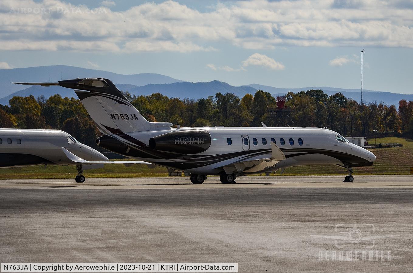 N763JA, 2019 Cessna 700 Citation Longitude C/N 700-0015, Parked on the ramp at Tri-Cities Airport.