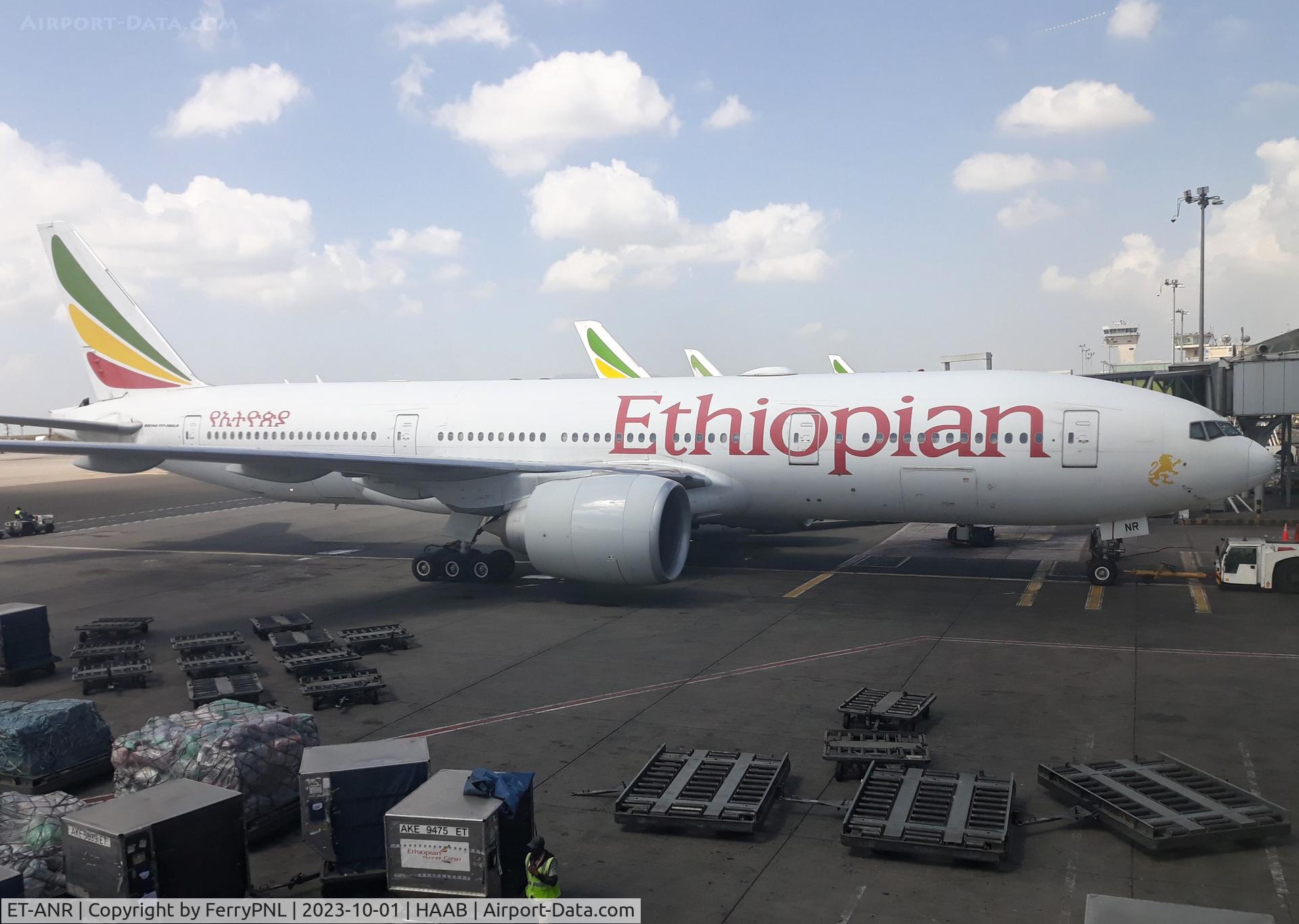 ET-ANR, 2011 Boeing 777-260/LR C/N 40774, Ethiopian B772 on the gate at its ADD hub.