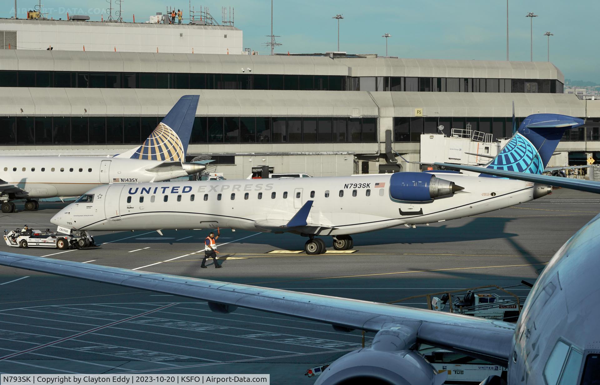N793SK, 2009 Bombardier CRJ-700 (CL-600-2C10) Regional Jet C/N 10295, SFO 2023.