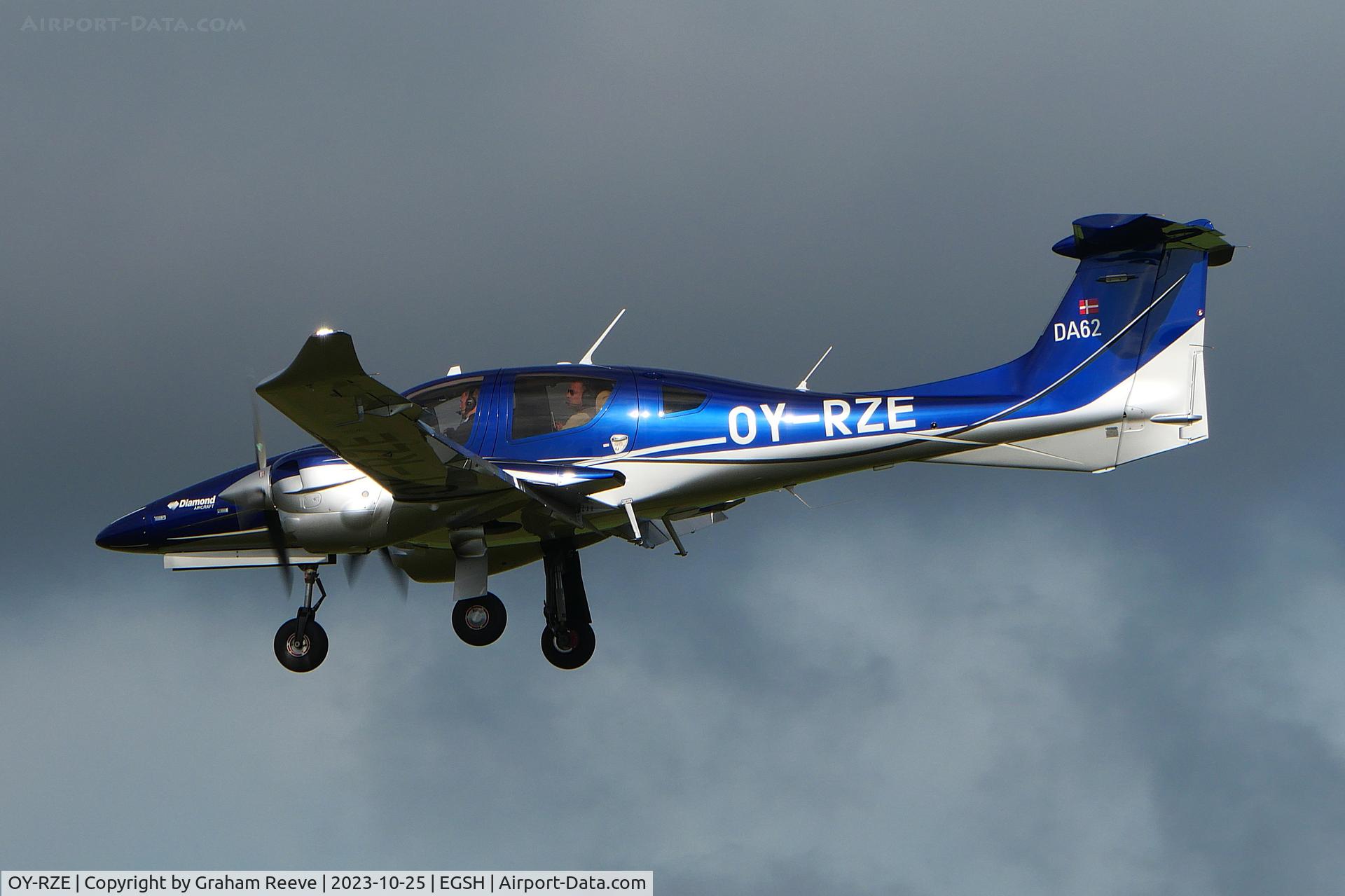 OY-RZE, 2022 Diamond DA 62 C/N 62.209, Landing at Norwich.