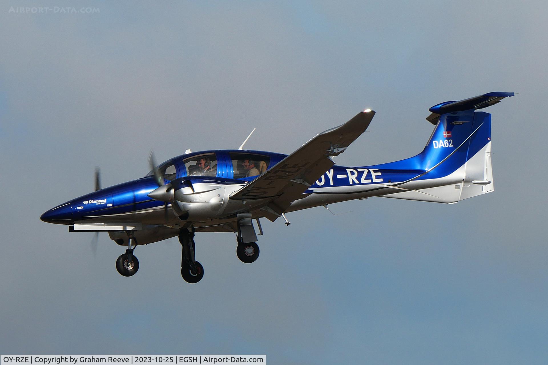 OY-RZE, 2022 Diamond DA 62 C/N 62.209, Landing at Norwich.