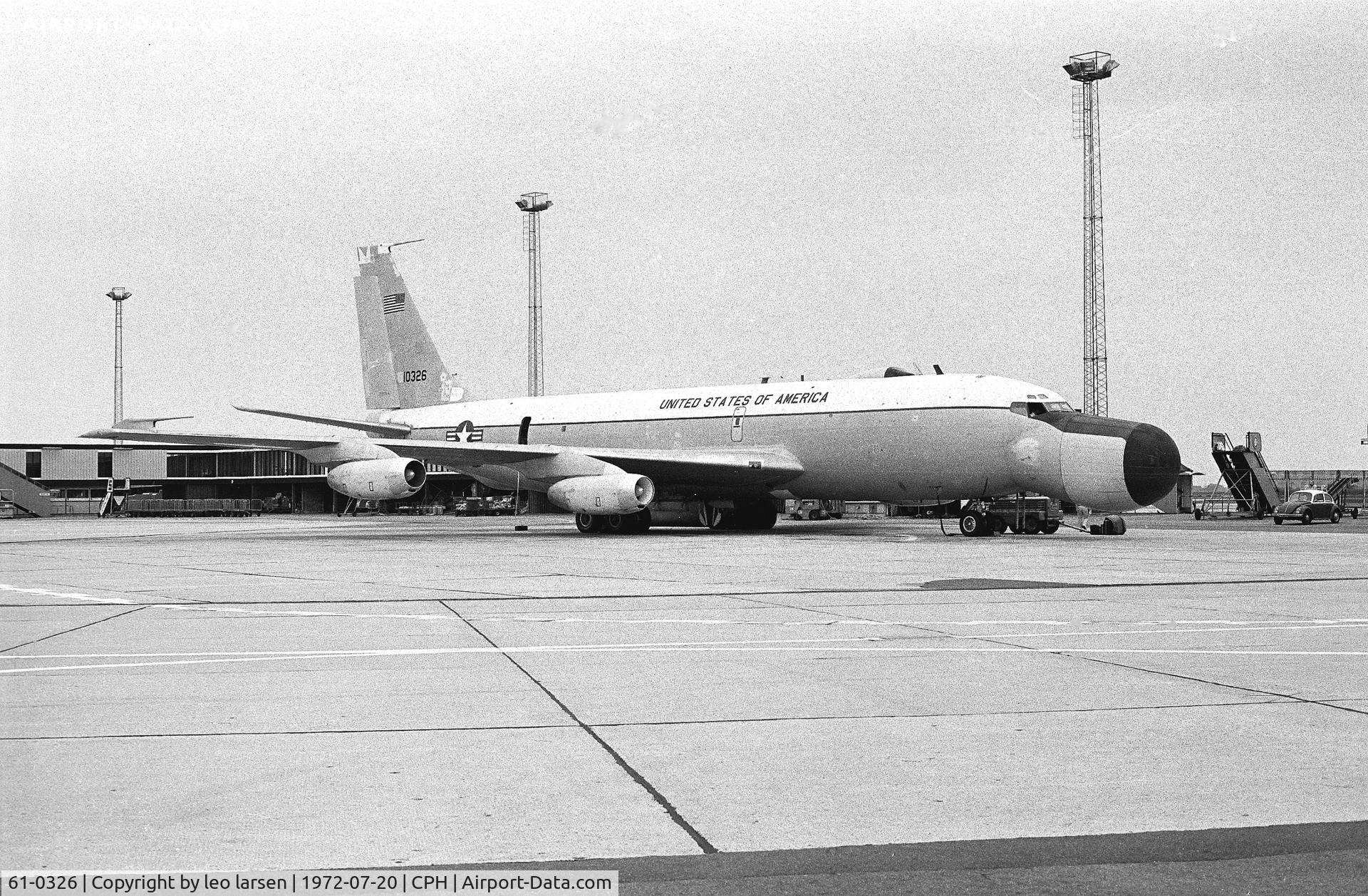 61-0326, 1961 Boeing EC-135N C/N 18233, Copenhagen 20.7.1972.With 