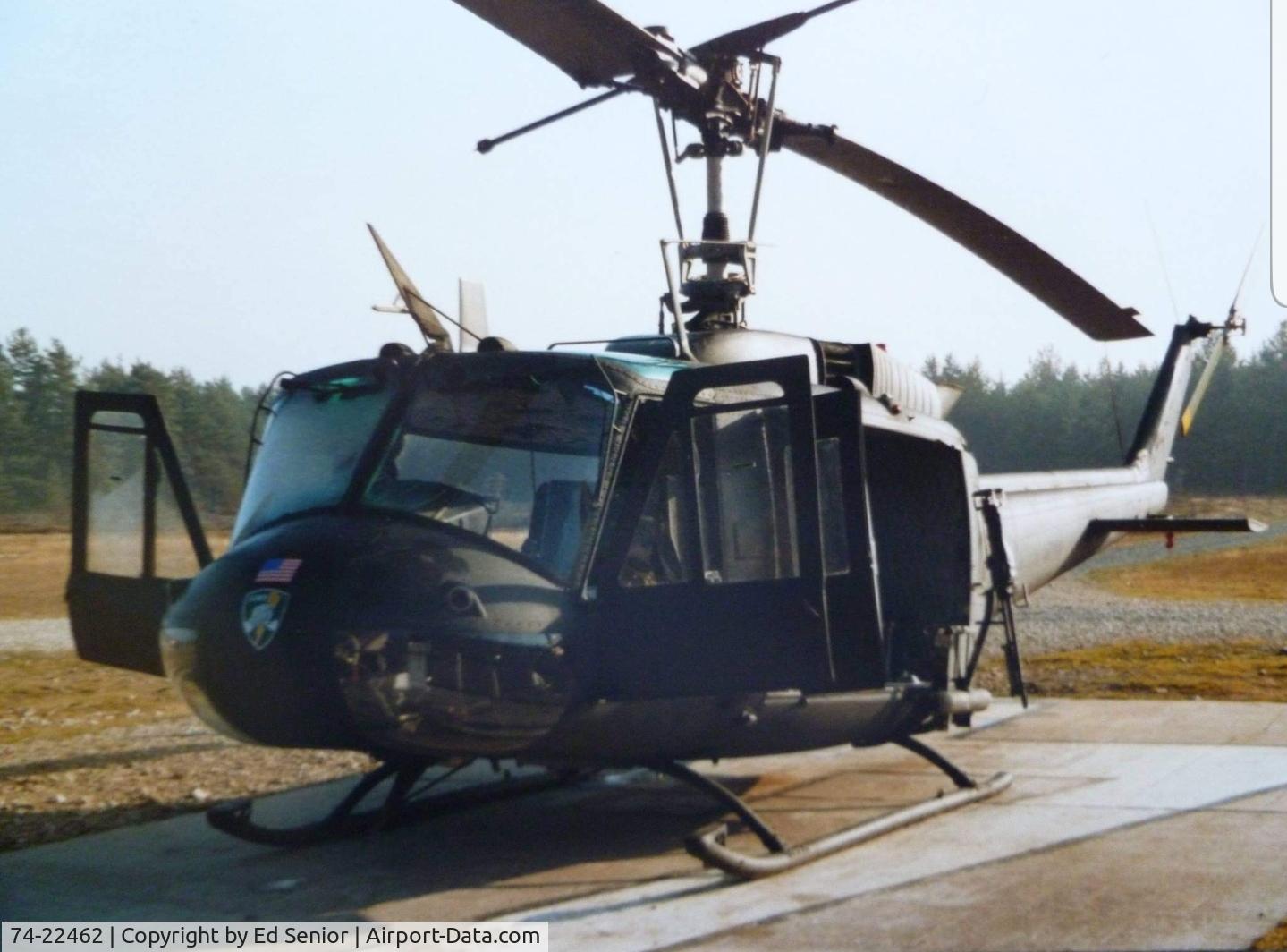 74-22462, 1974 Bell UH-1H Iroquois C/N 13786, Air gunnery range Germany 1990. Assigned 56th Aviation Co. Mannheim Germany Coleman Barracks