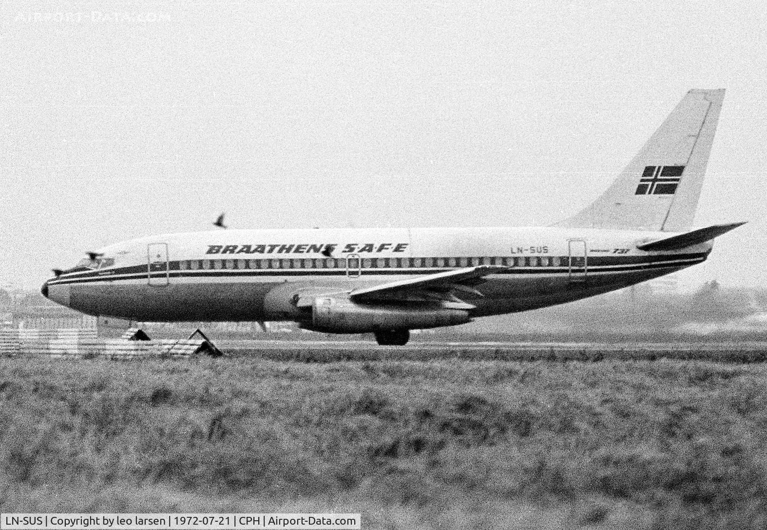 LN-SUS, 1969 Boeing 737-205 C/N 19408, Copenhagen 21.7.1972