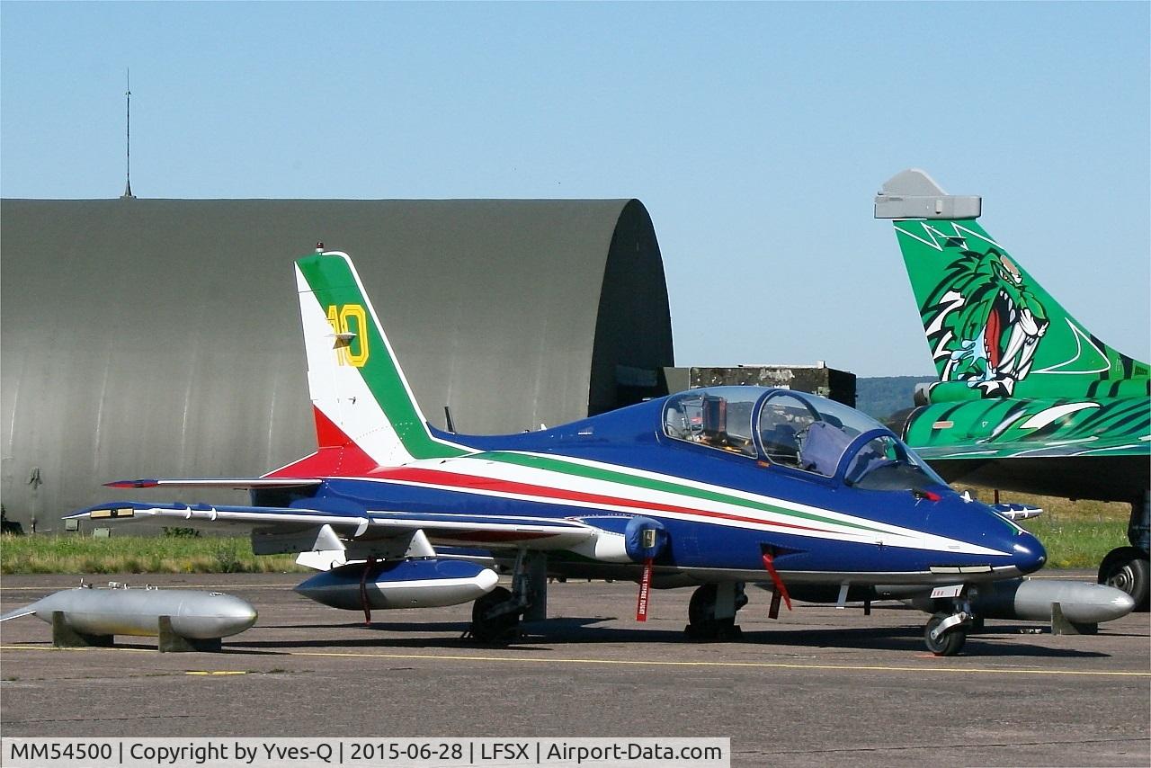 MM54500, Aermacchi MB-339PAN C/N 6707/102/AA048, Aermacchi MB-339PAN, N°10 of Frecce Tricolori Aerobatic Team 2015, Flight line, Luxeuil-Saint Sauveur Air Base 116 (LFSX)