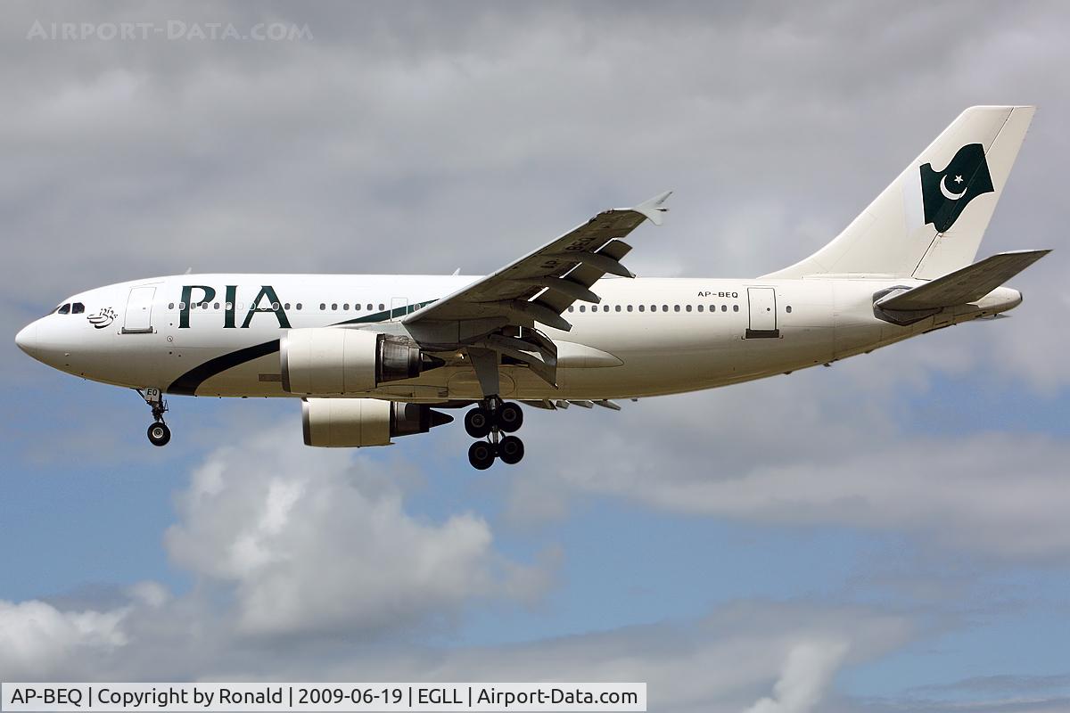 AP-BEQ, 1992 Airbus A310-308 C/N 656, at lhr