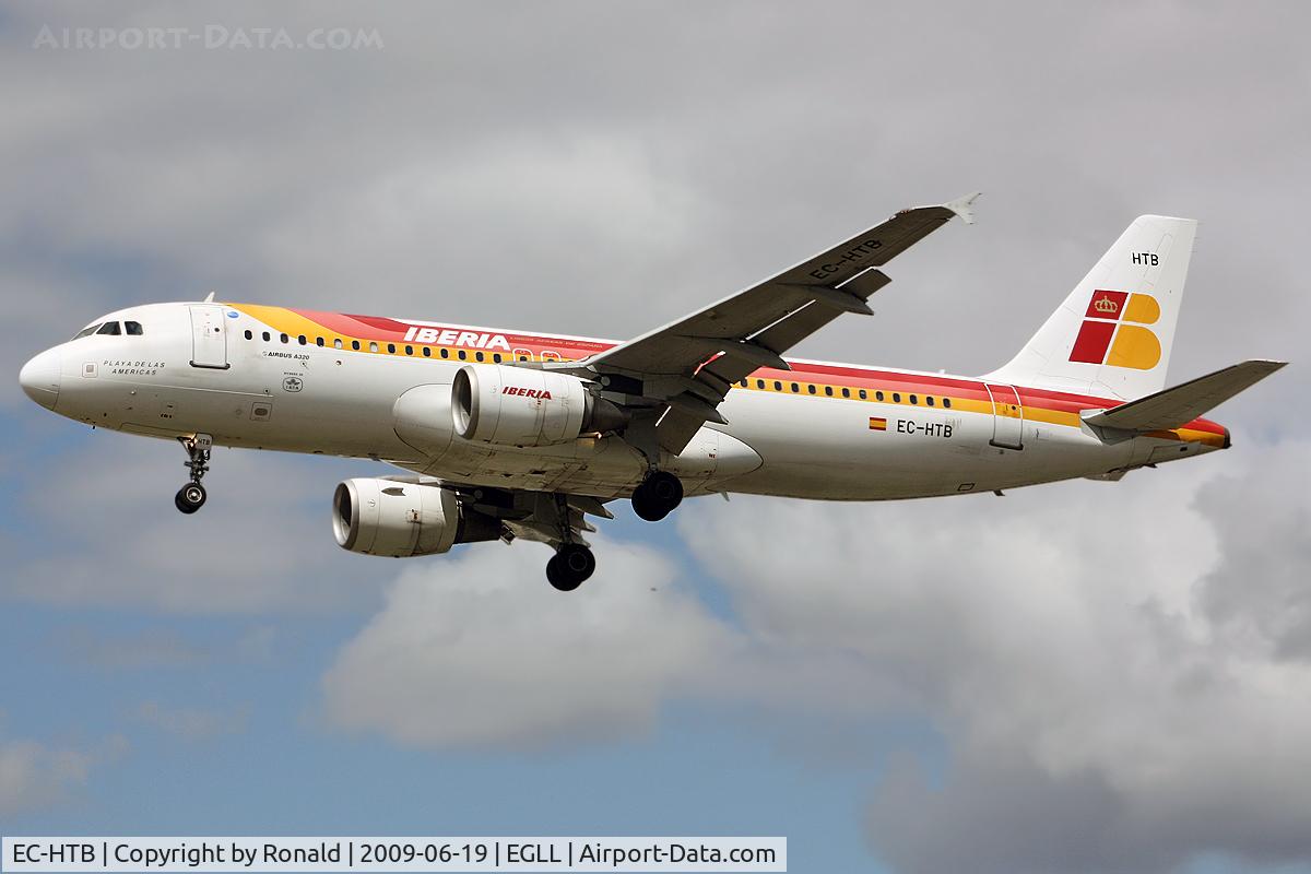 EC-HTB, 2001 Airbus A320-214 C/N 1530, at lhr