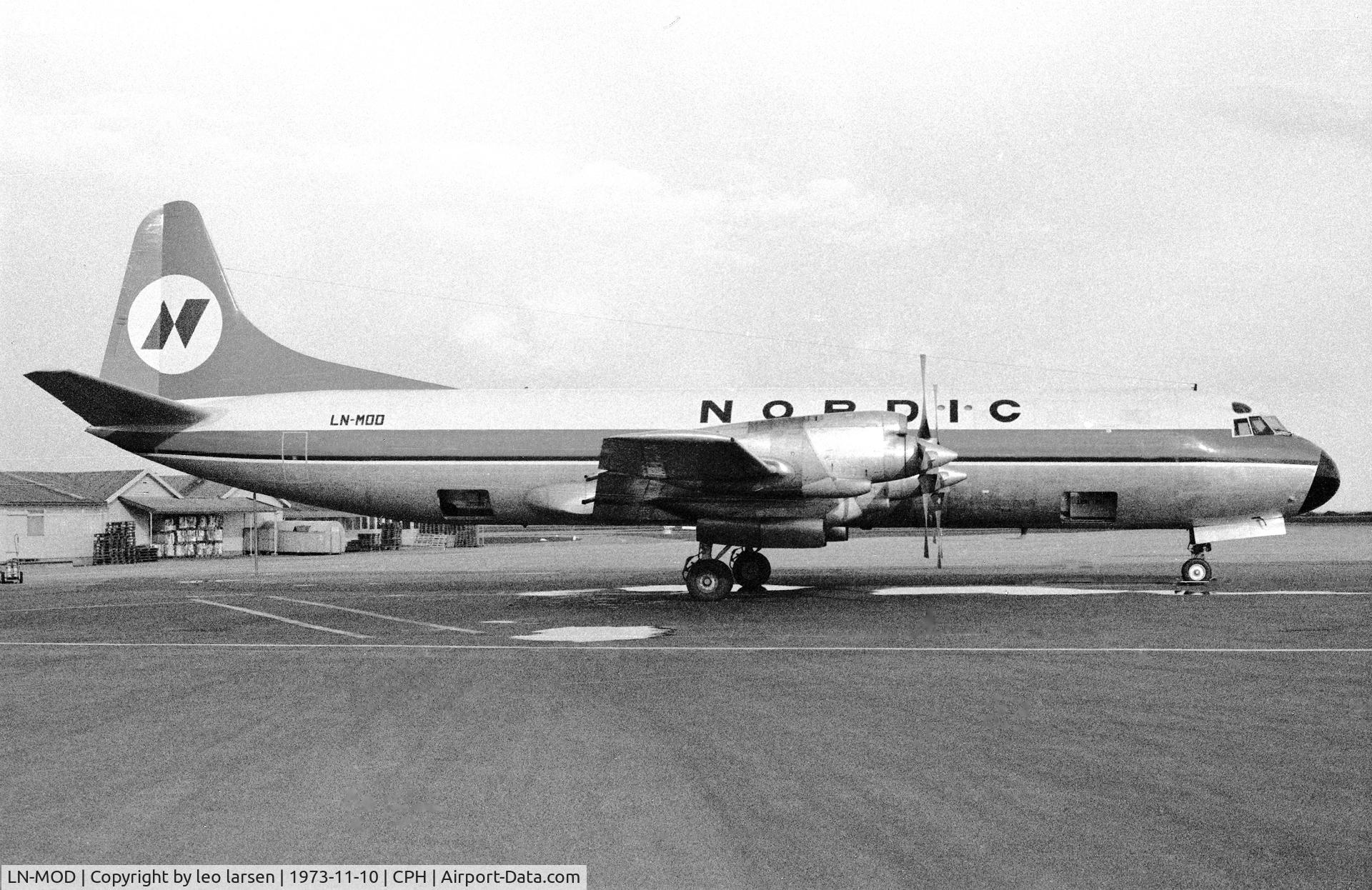 LN-MOD, 1961 Lockheed L-188AF Electra C/N 1143, Copenhagen10.11.1973