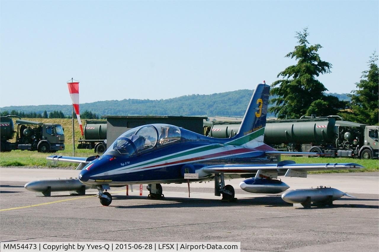 MM54473, Aermacchi MB-339PAN C/N 6668/058/AD002, Aermacchi MB-339PAN, N°3 of Frecce Tricolori Aerobatic Team 2015, Flight line, Luxeuil-Saint Sauveur Air Base 116 (LFSX)